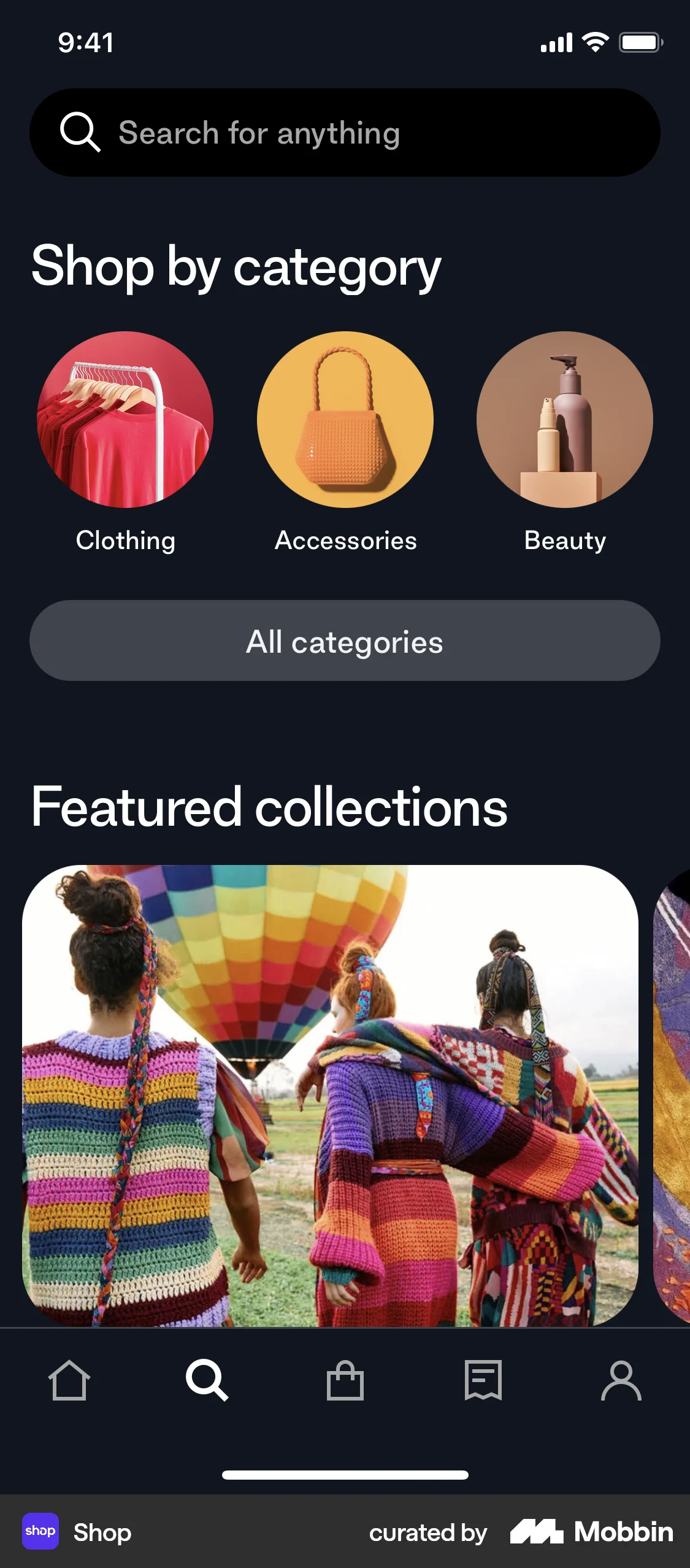 Shop iOS Dark Mode screen