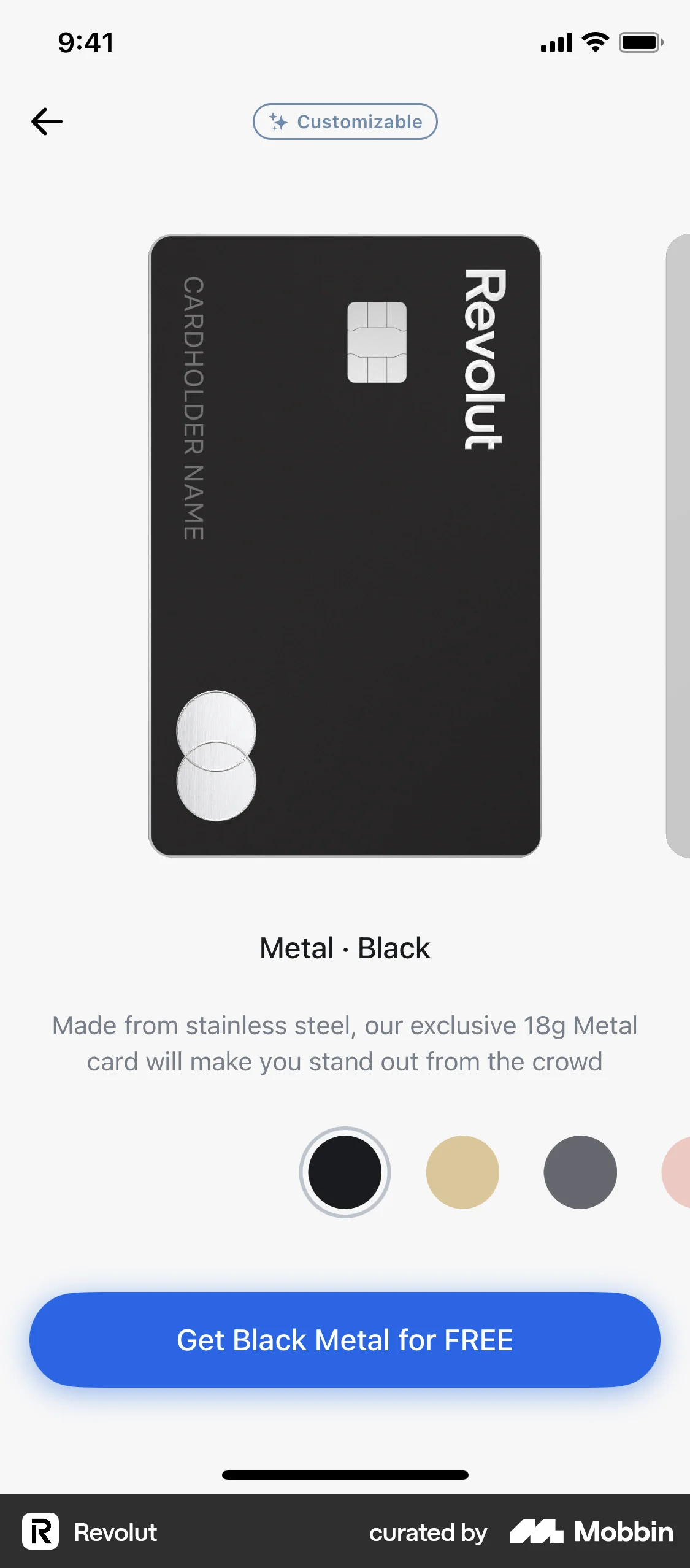 Revolut Ios Revolut iOS Card customization | Mobbin