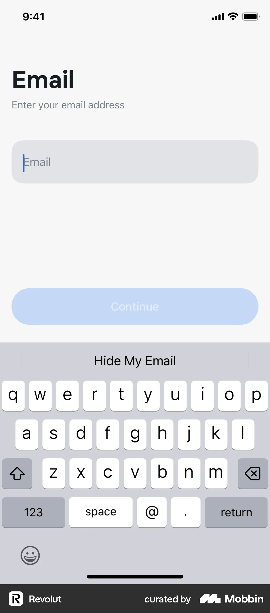 Revolut Onboarding screen