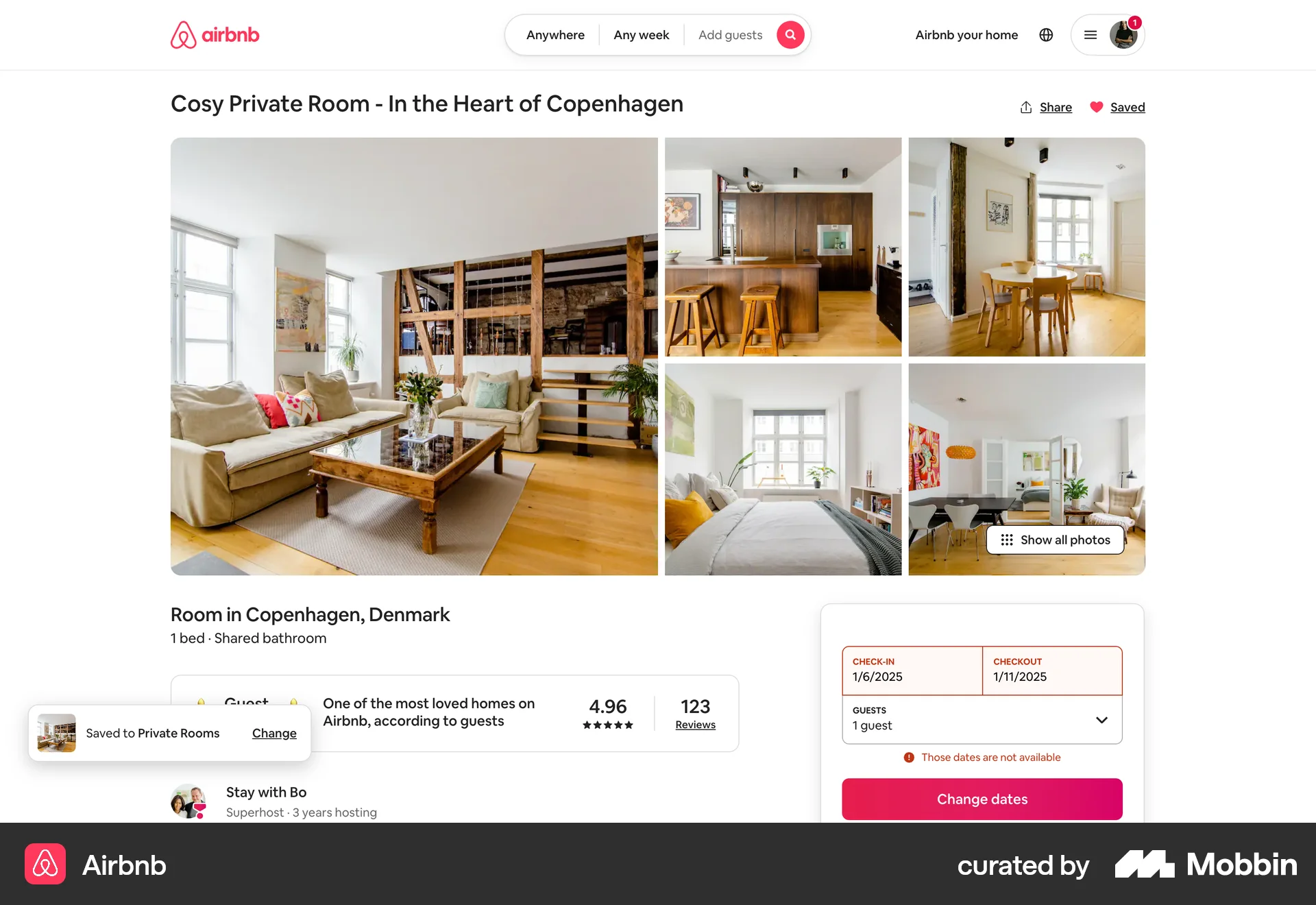 Airbnb Web Save screen