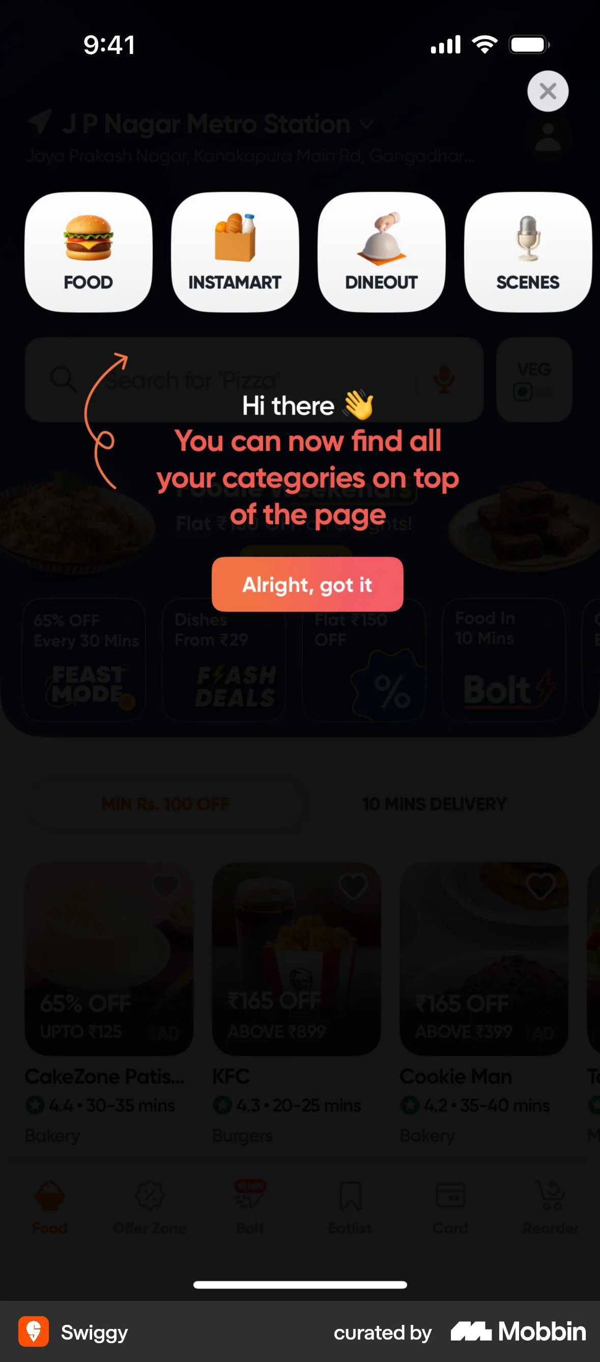 Swiggy iOS Guided Tour & Tutorial screen