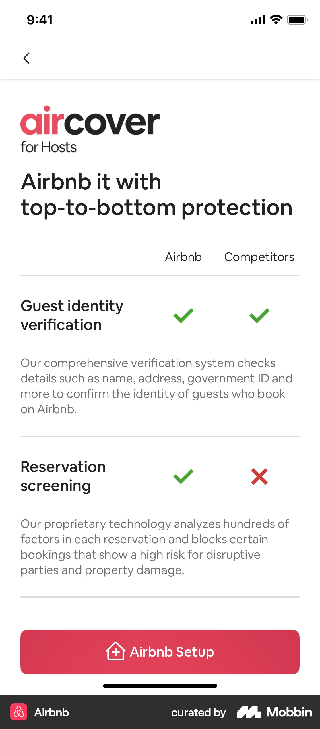 Airbnb iOS screen containing Divider UI element