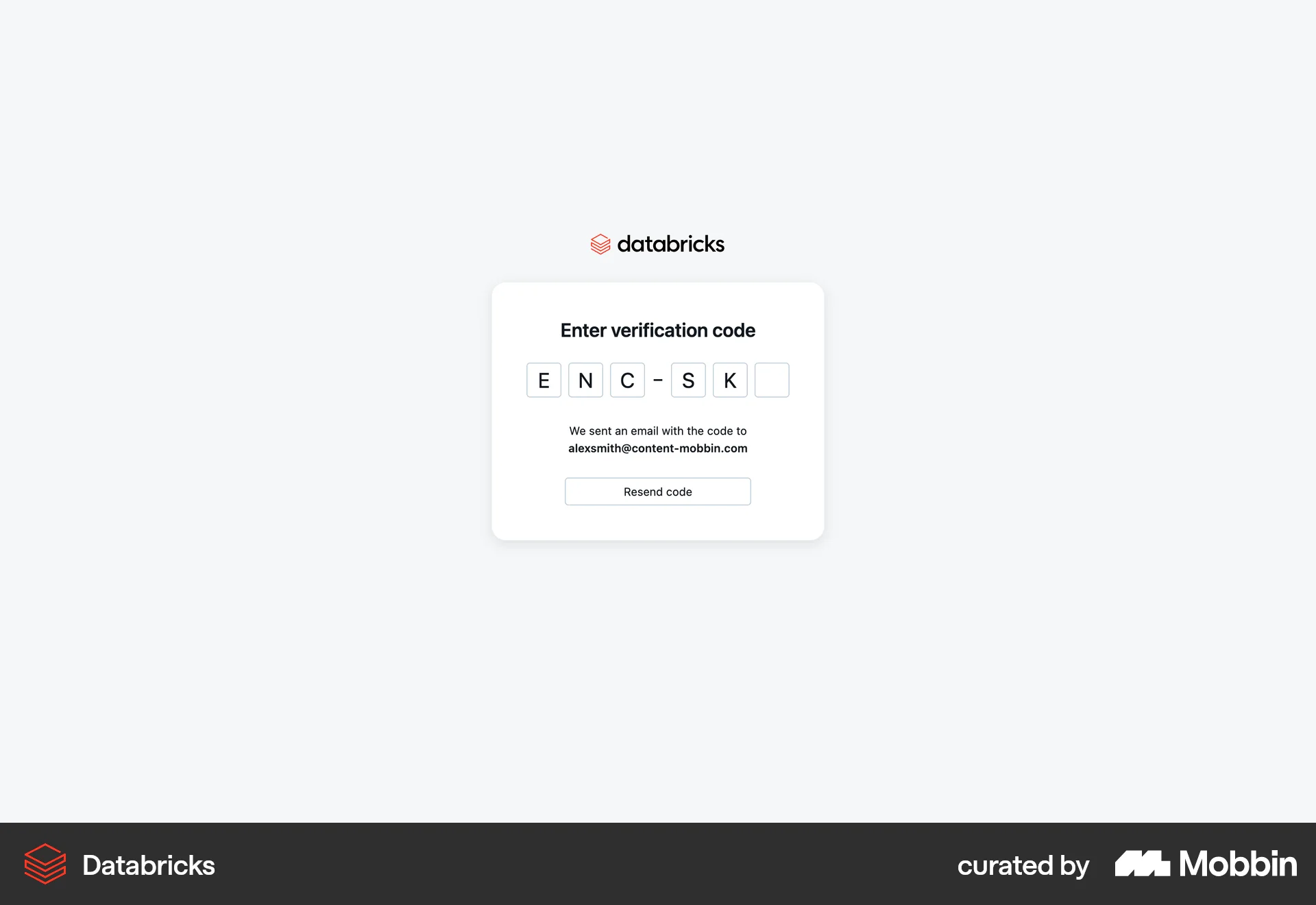 Databricks Web Verification screen