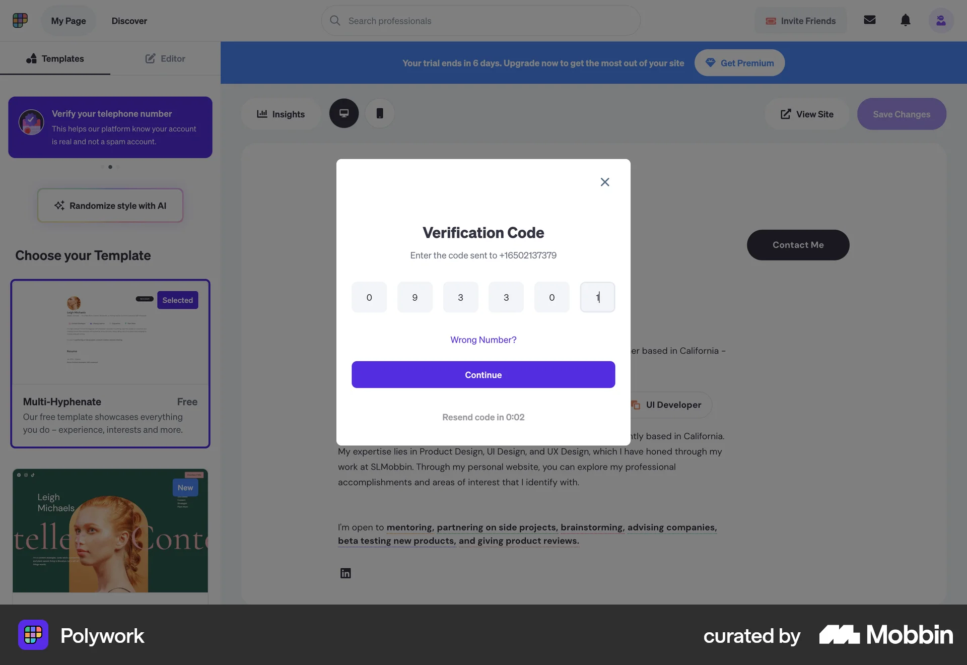Polywork Web Timer & Clock screen