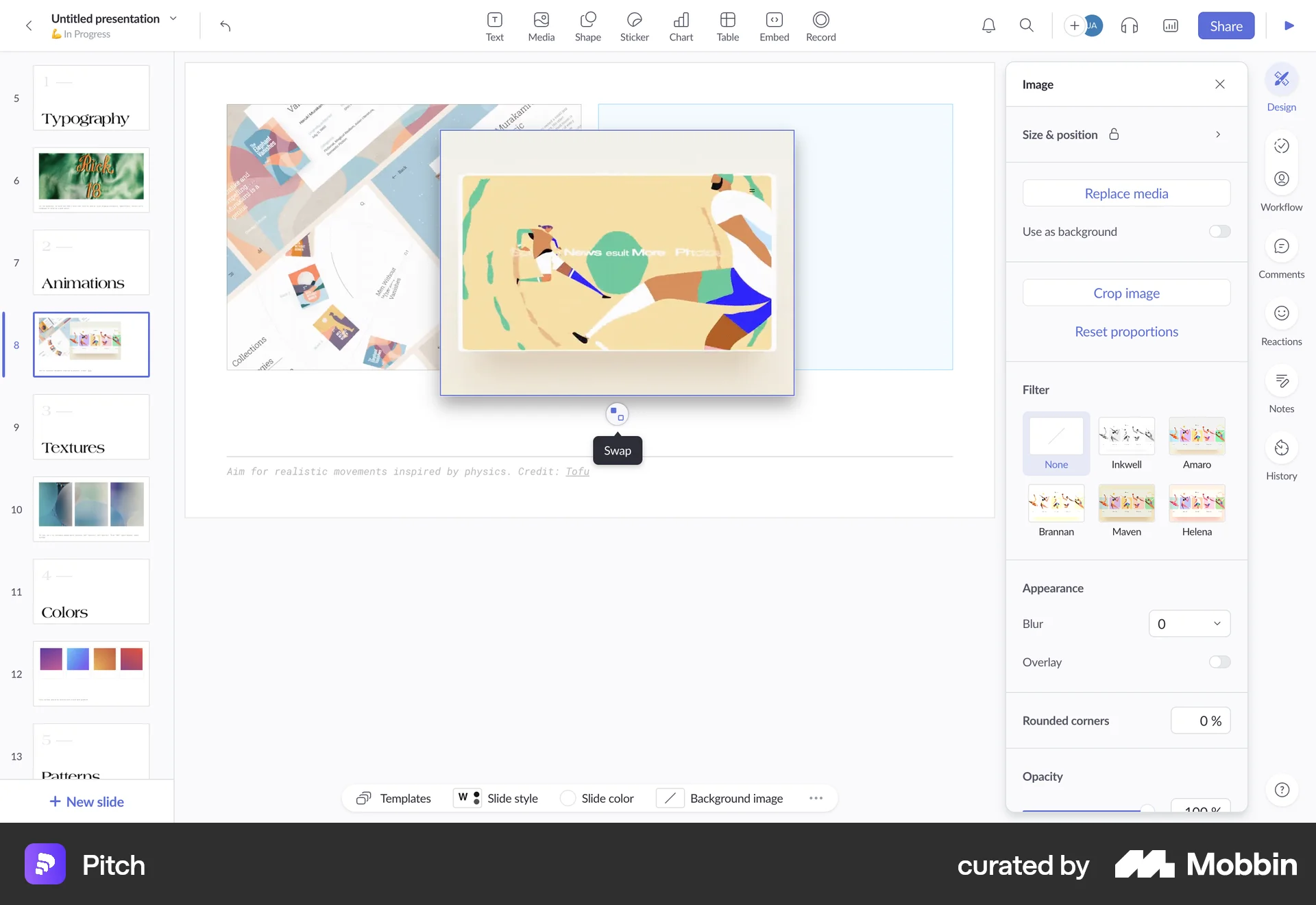 Pitch Web Reorder screen