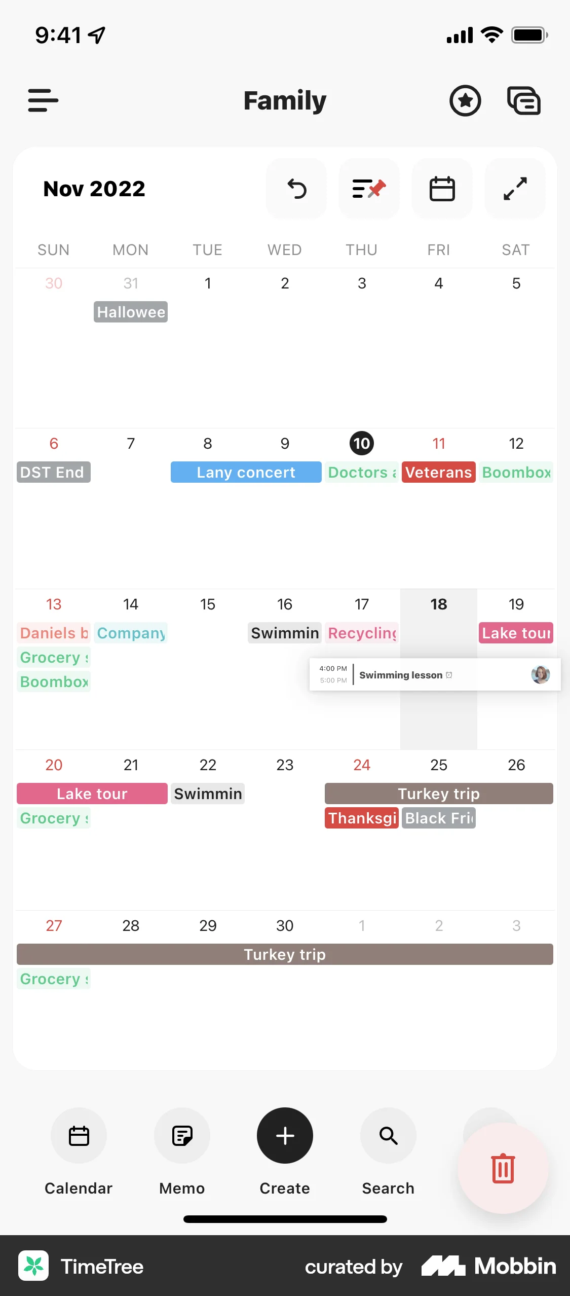 TimeTree iOS Move screen
