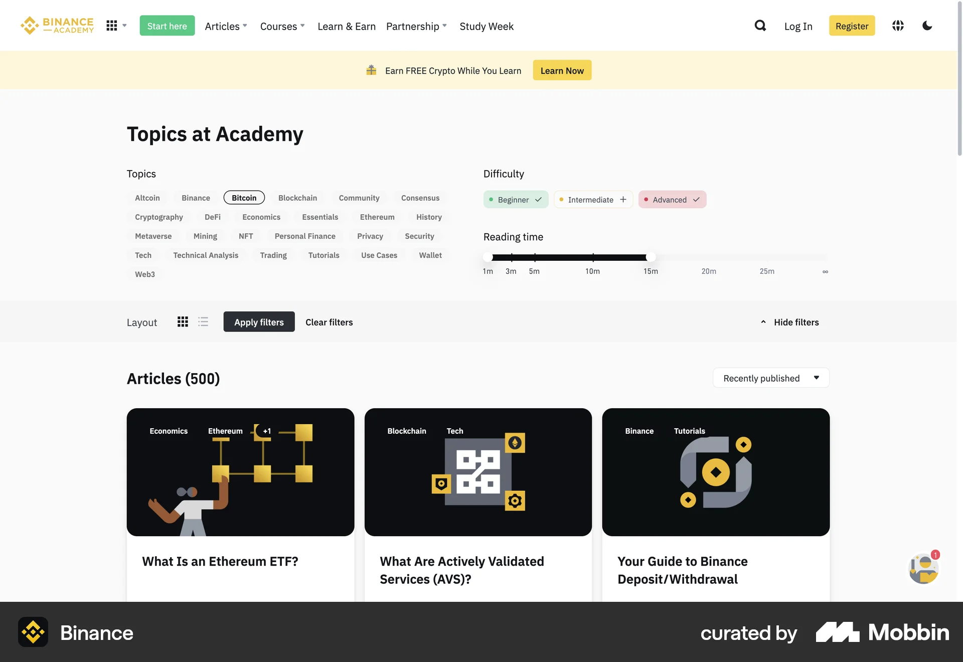 Binance Web screen containing Slider UI element