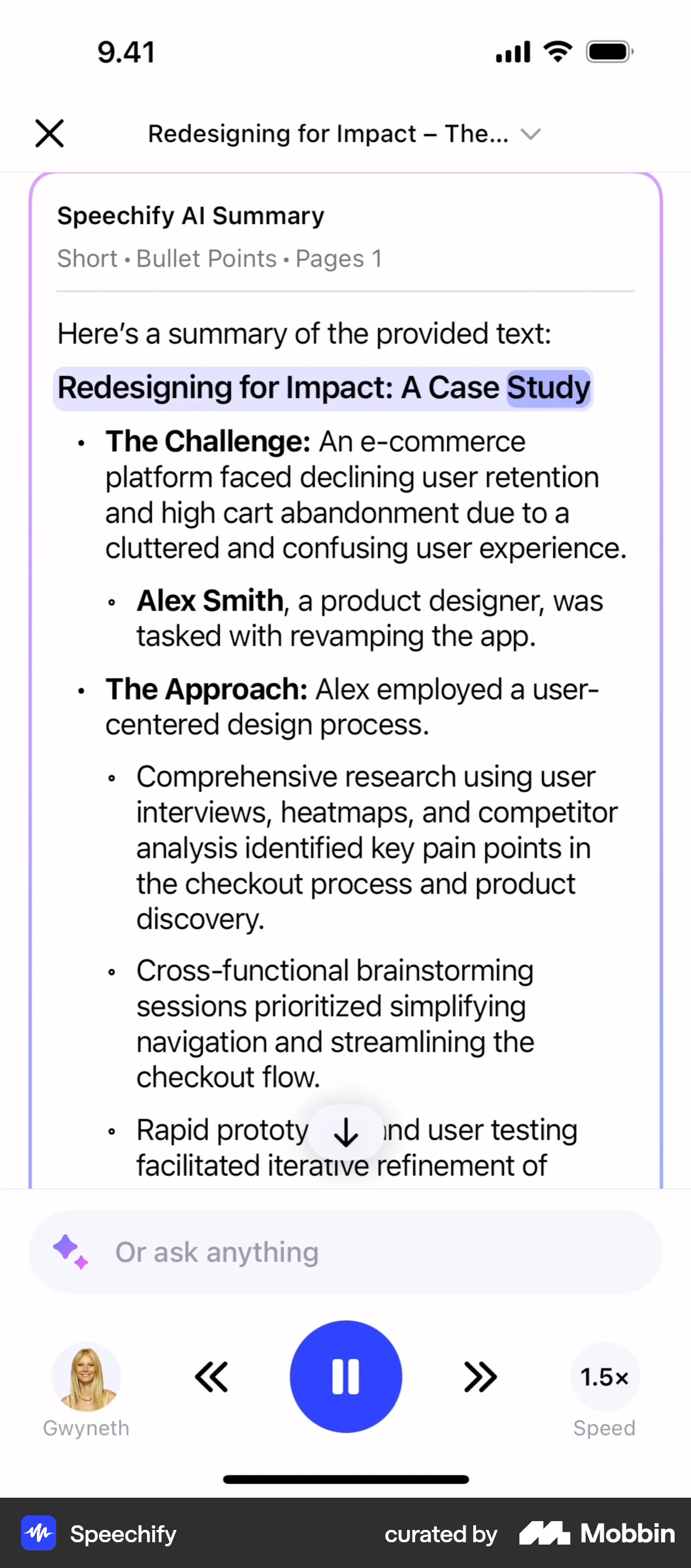 Speechify iOS screen containing Text Field UI element