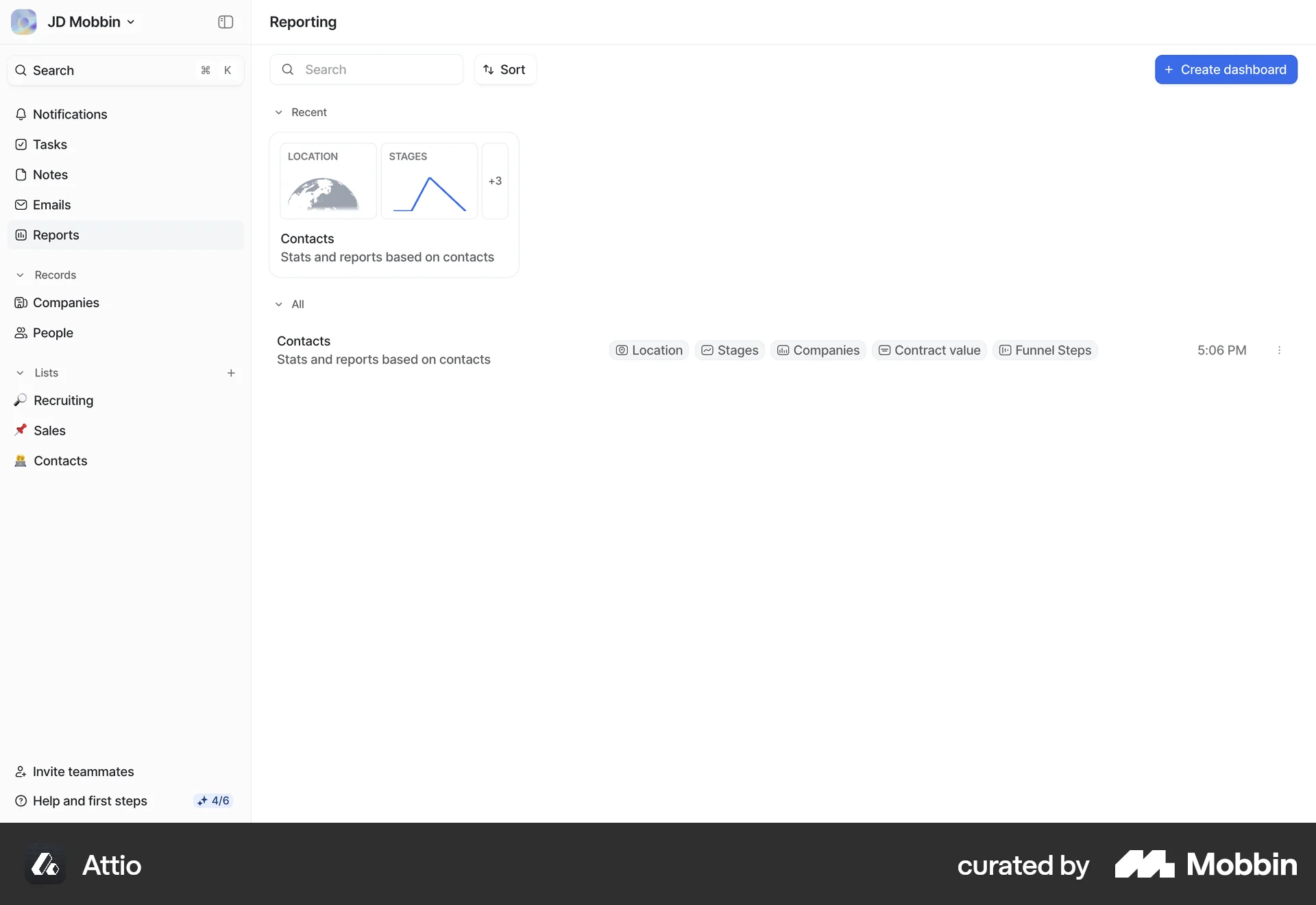 Attio Web Dashboard screen