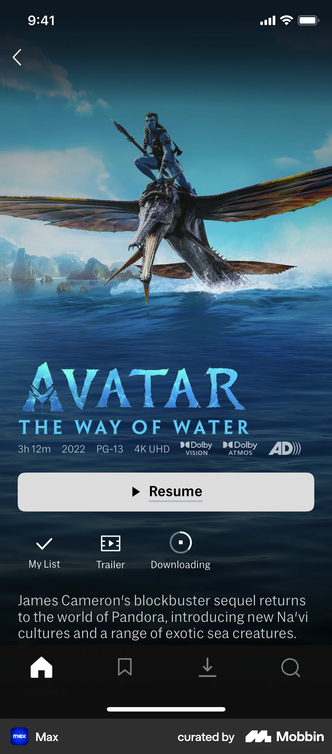 HBO Max iOS TV Show & Movie Detail screen