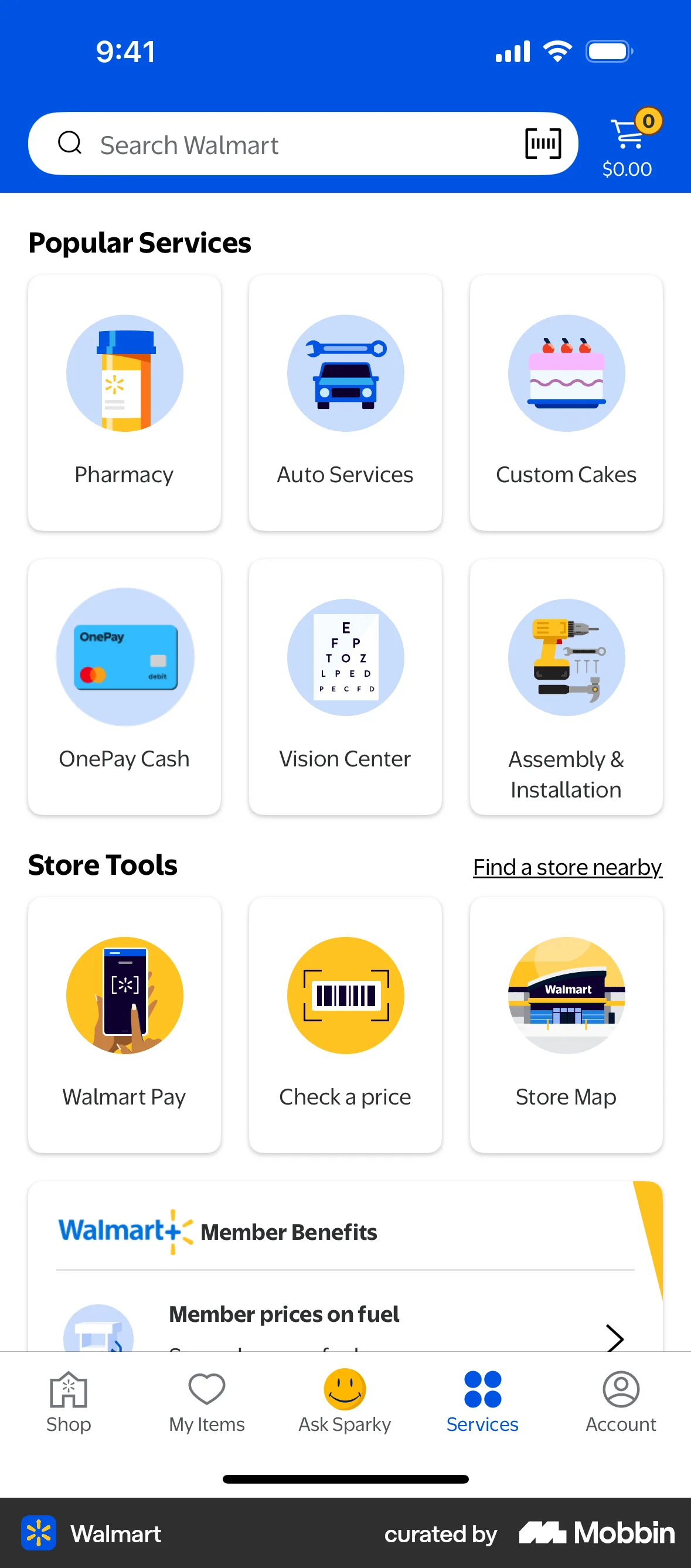 Walmart iOS Browse & Discover screen