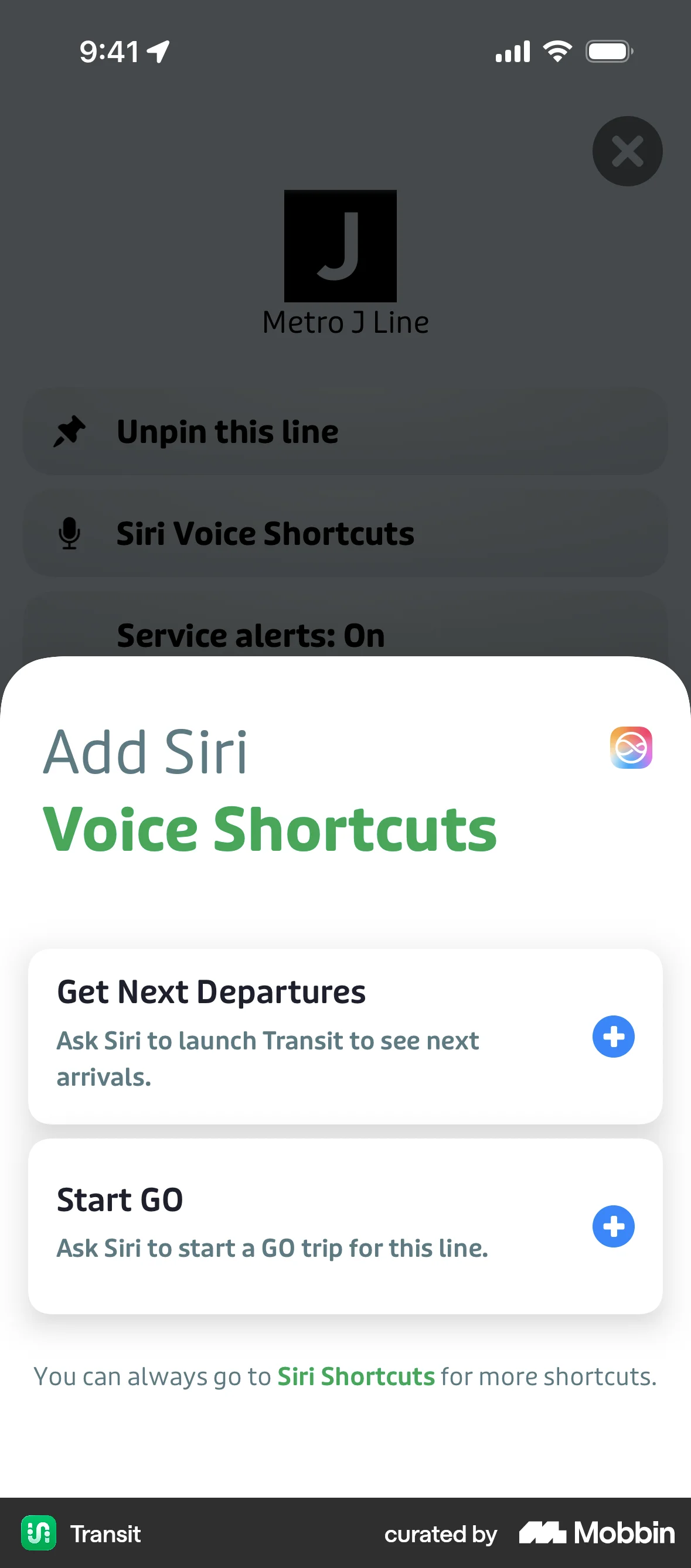 Transit iOS Voice UI screen