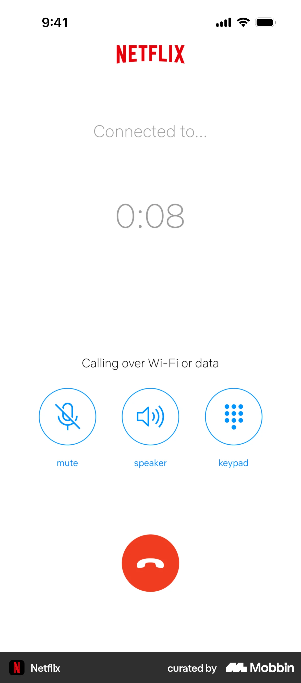 Netflix iOS Call screen