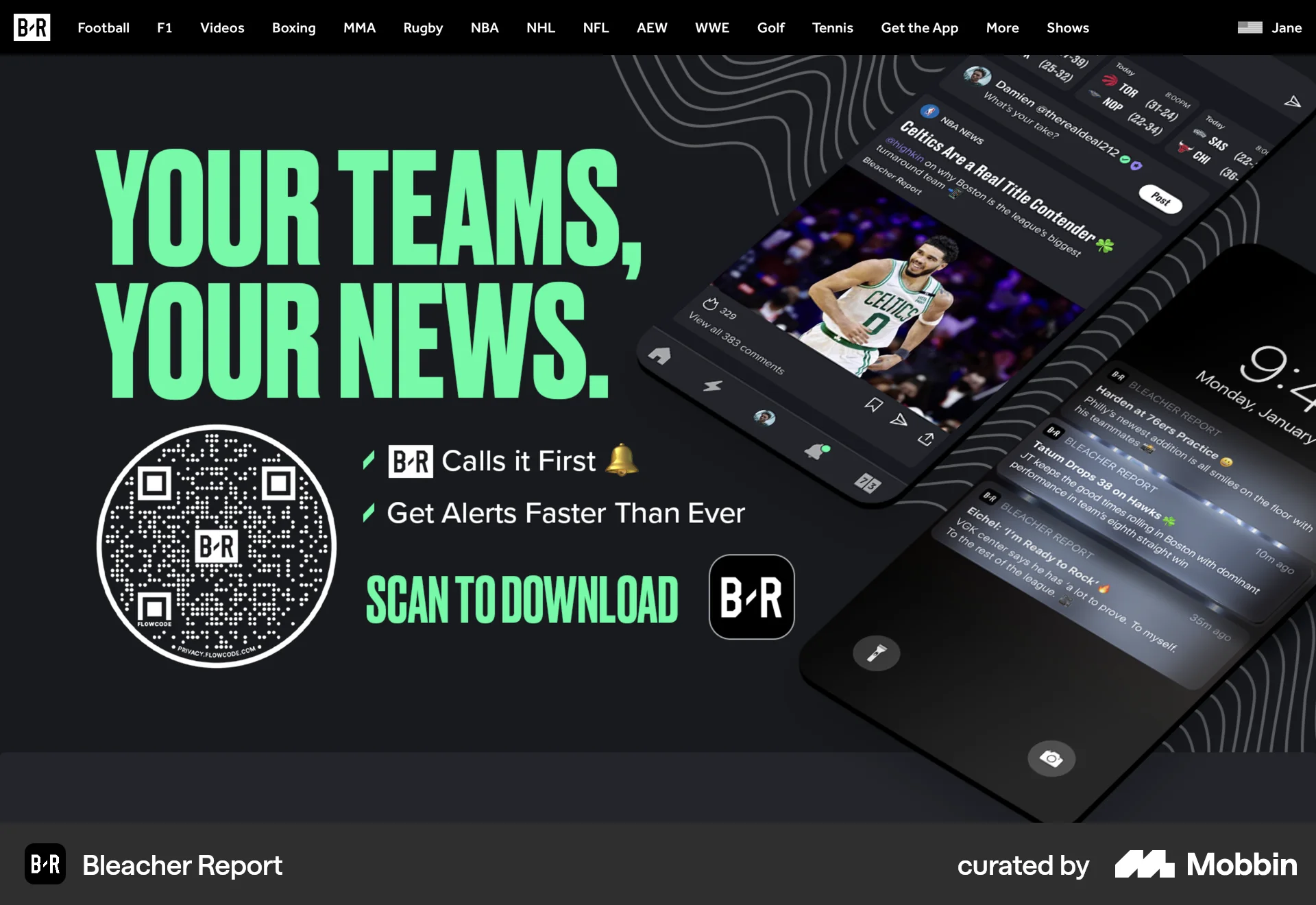 Bleacher Report Web Sports App screen