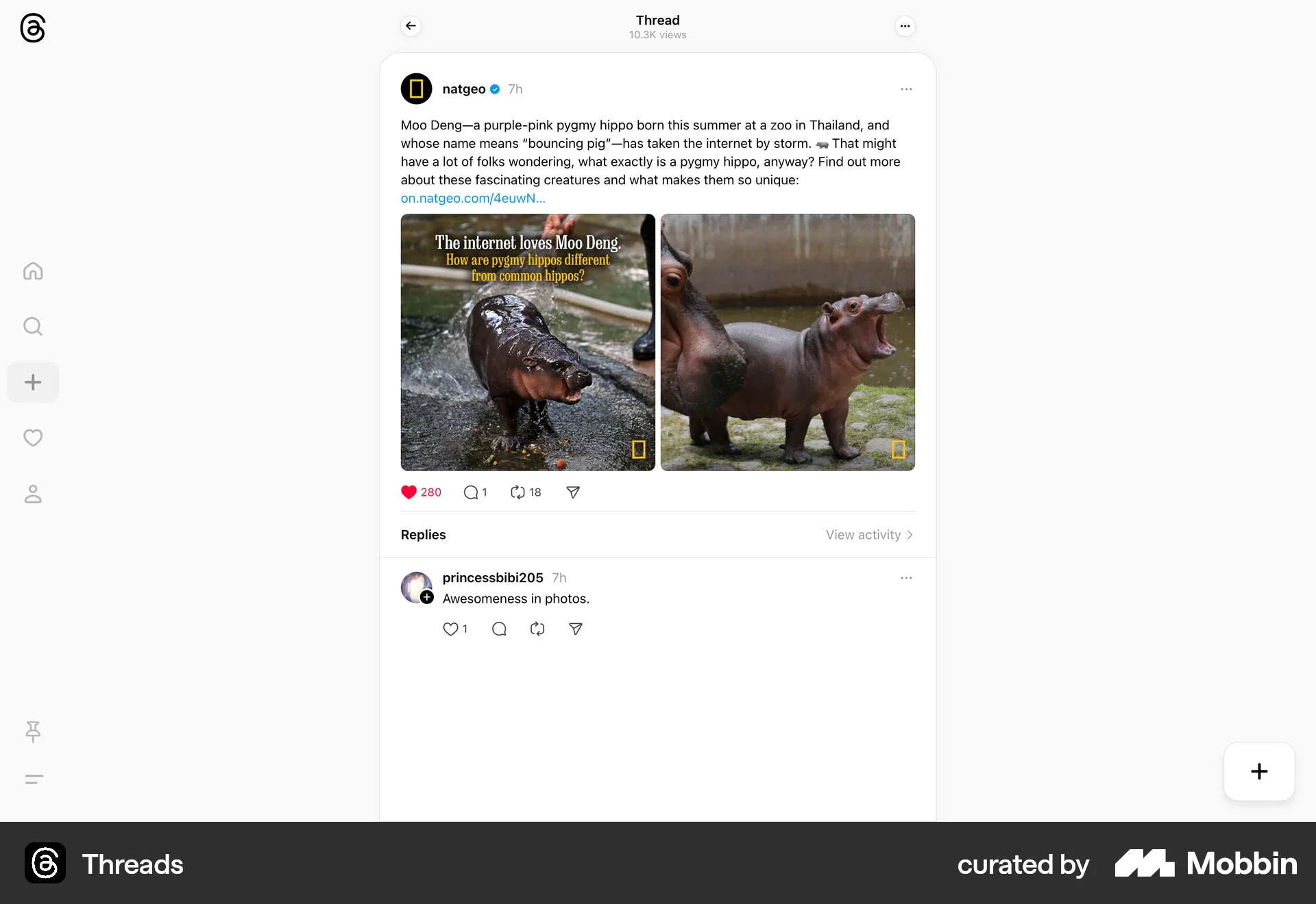 Threads Web Like & Upvote screen