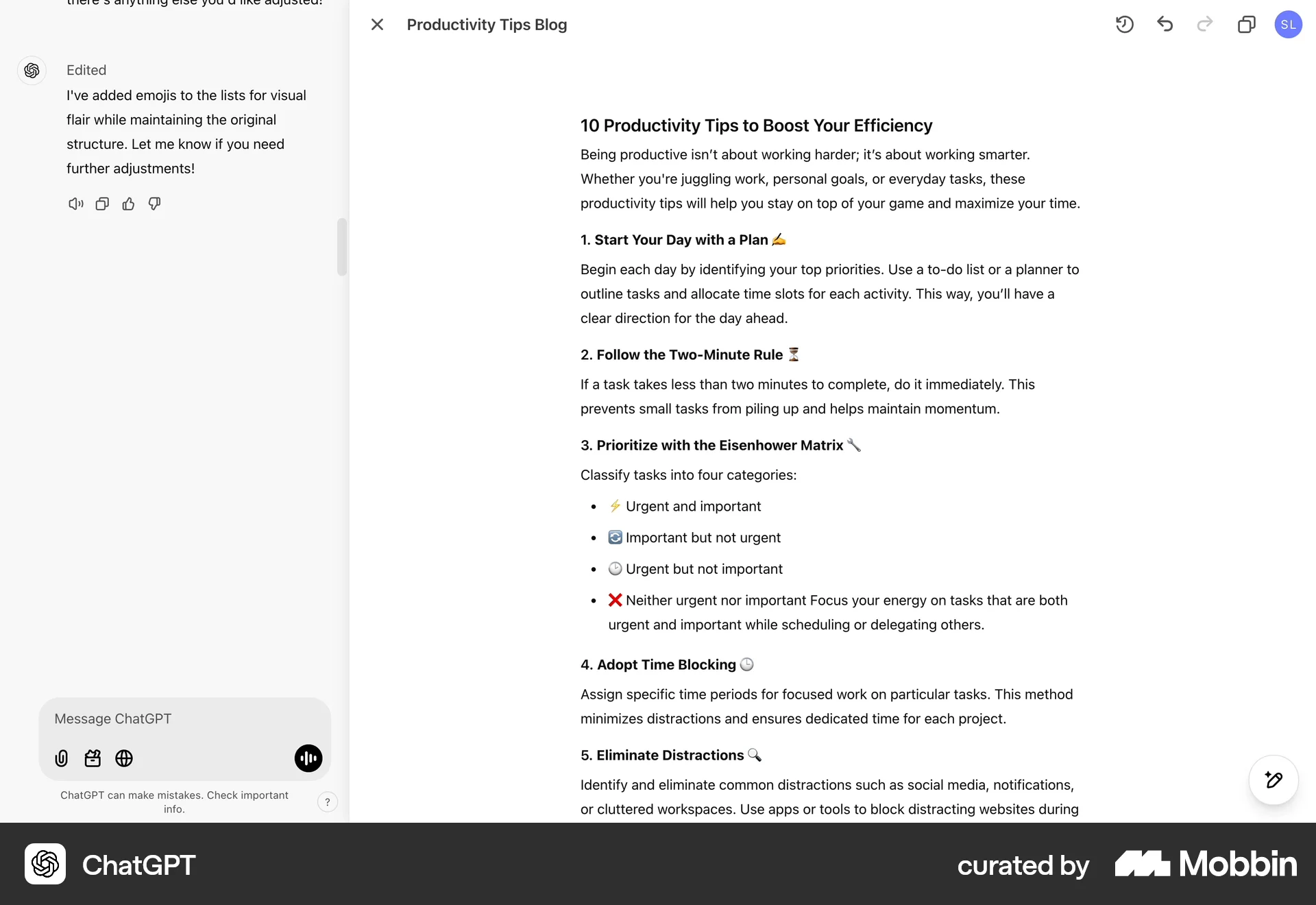 ChatGPT Web screen containing Floating Action Button UI element