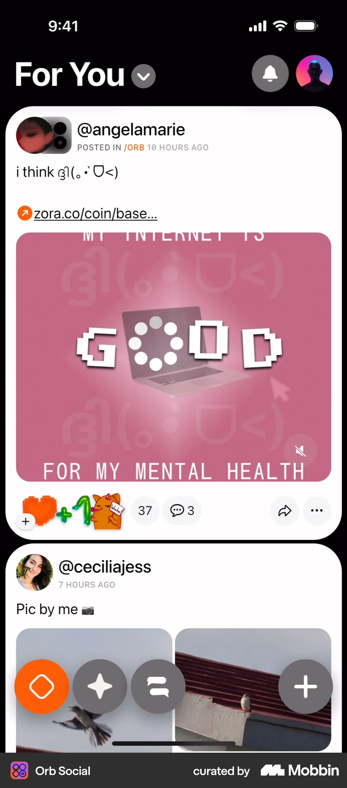 Orb Social iOS screen