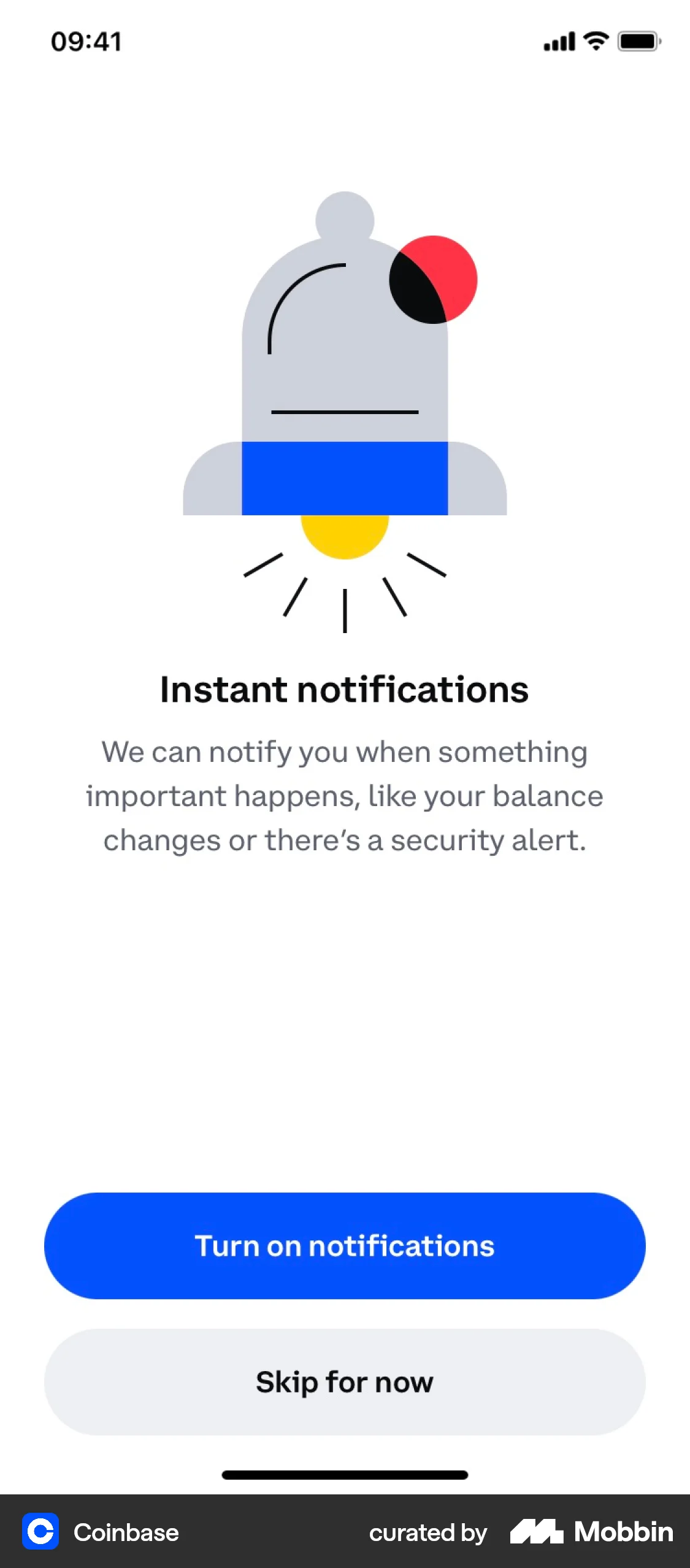 Coinbase iOS Permission screen