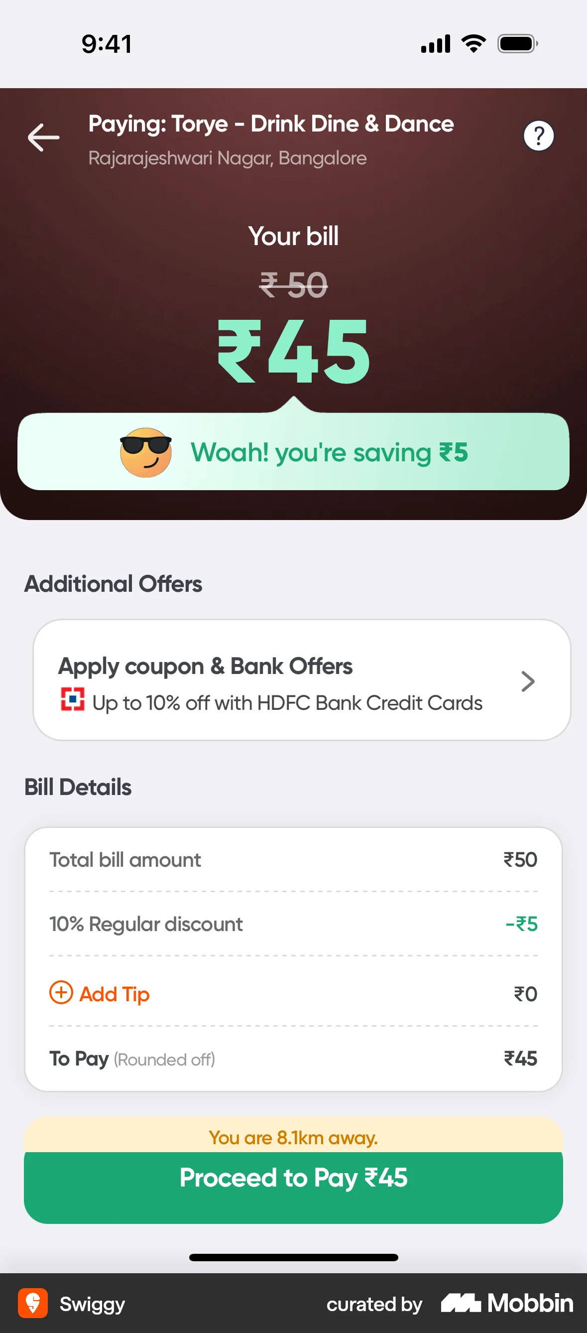 Swiggy iOS Checkout screen