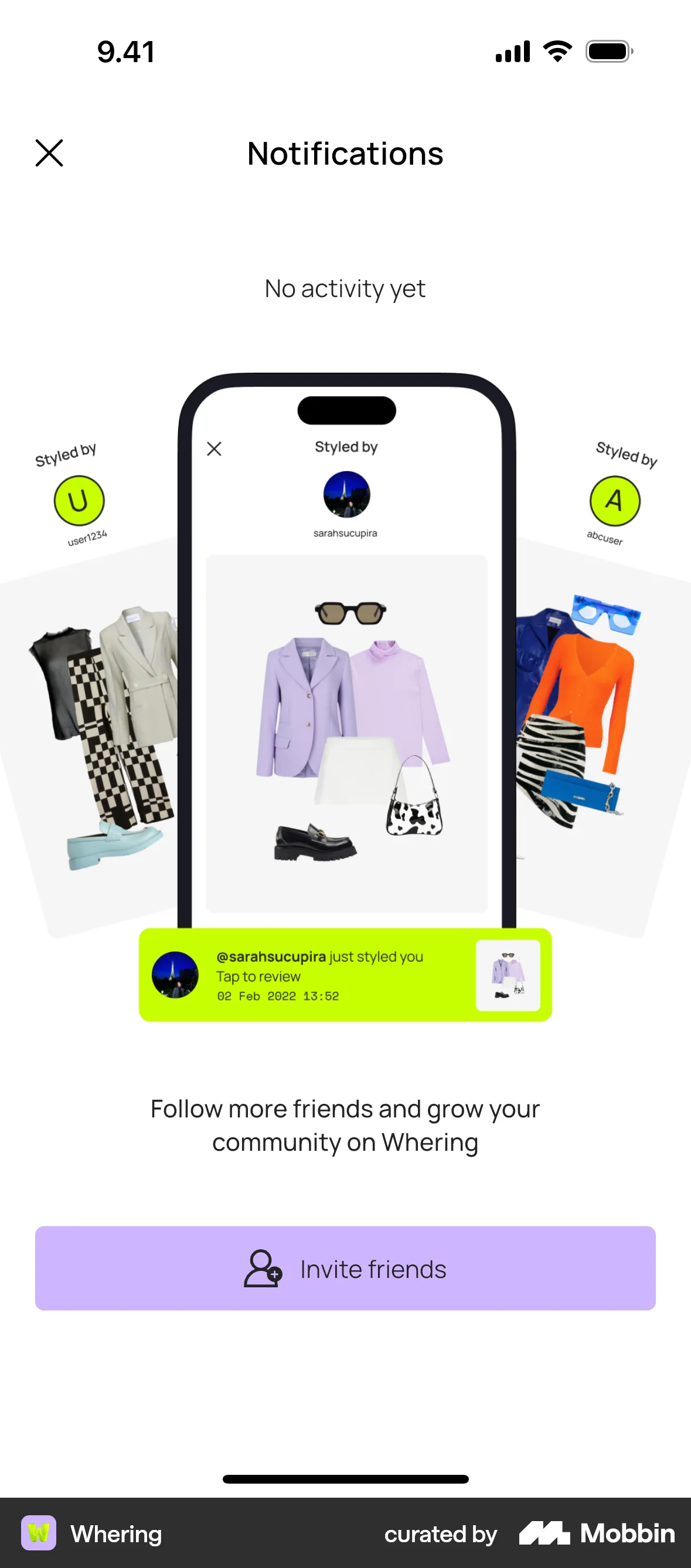 Whering iOS Notifications screen