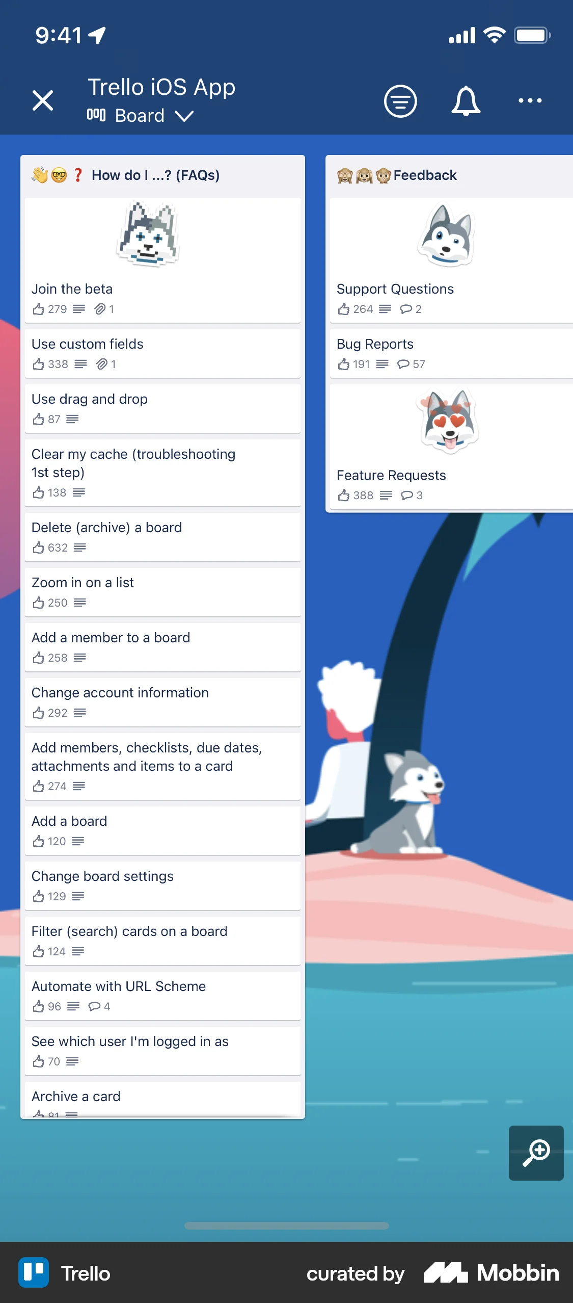Trello iOS Goal & Task screen