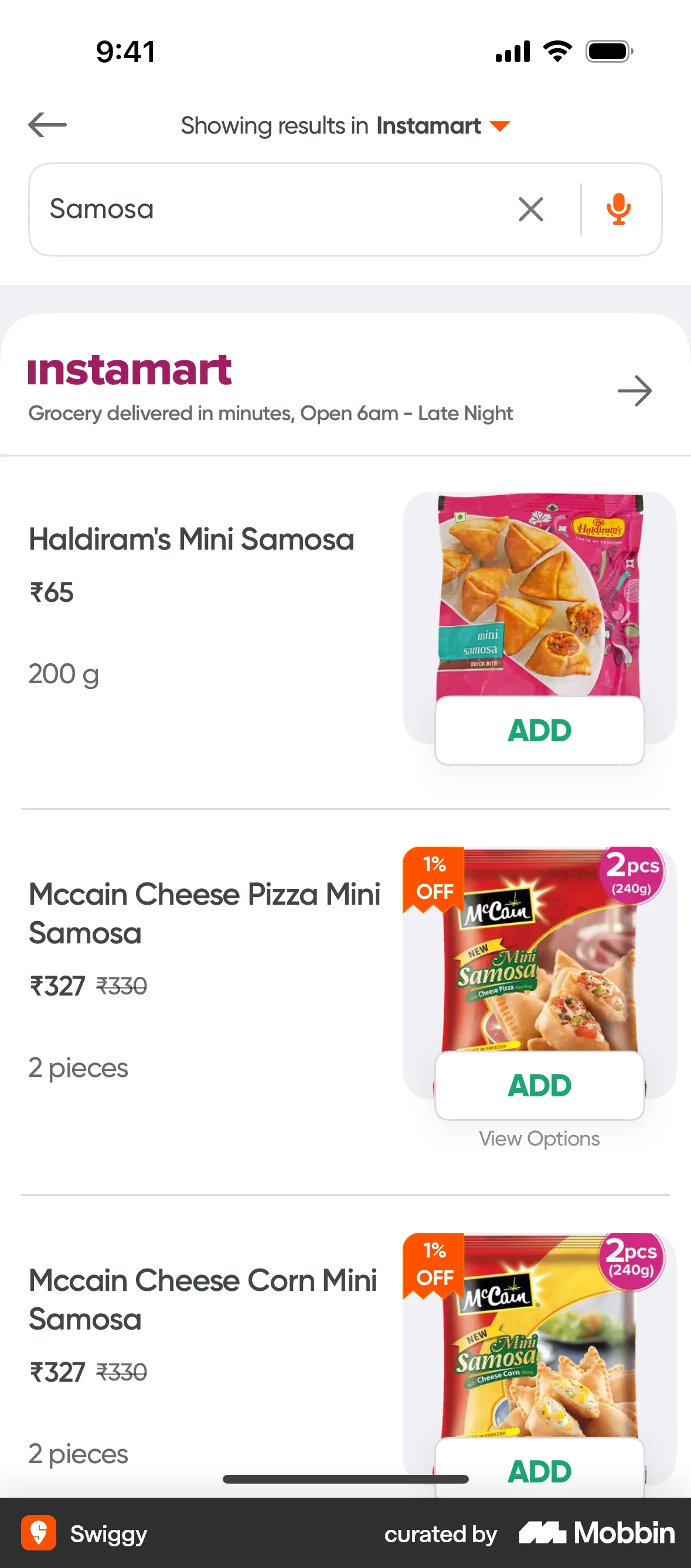 Swiggy iOS screen containing Divider UI element