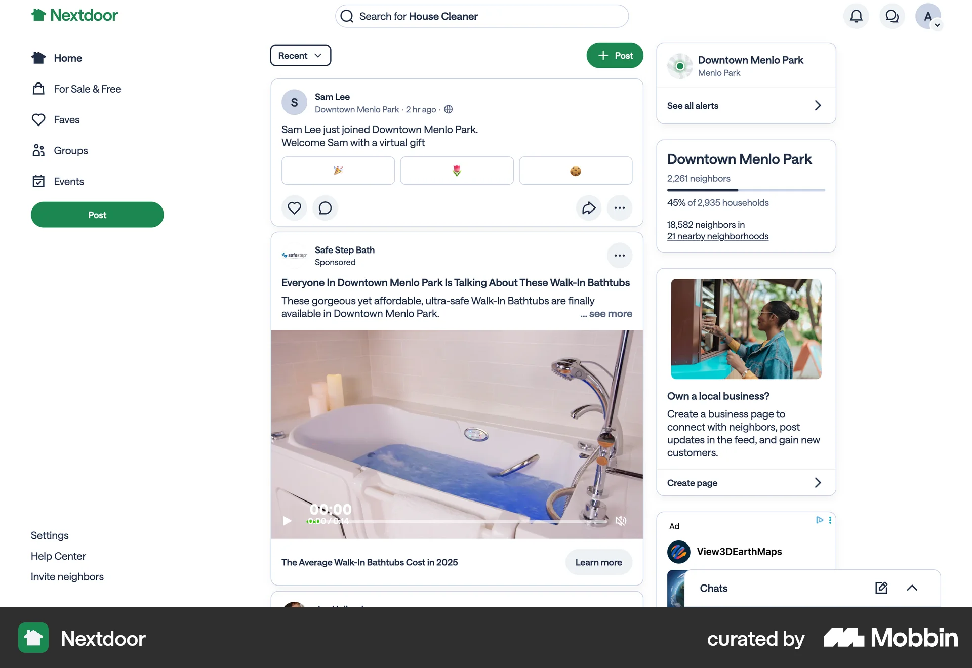Nextdoor Web Video Player screen