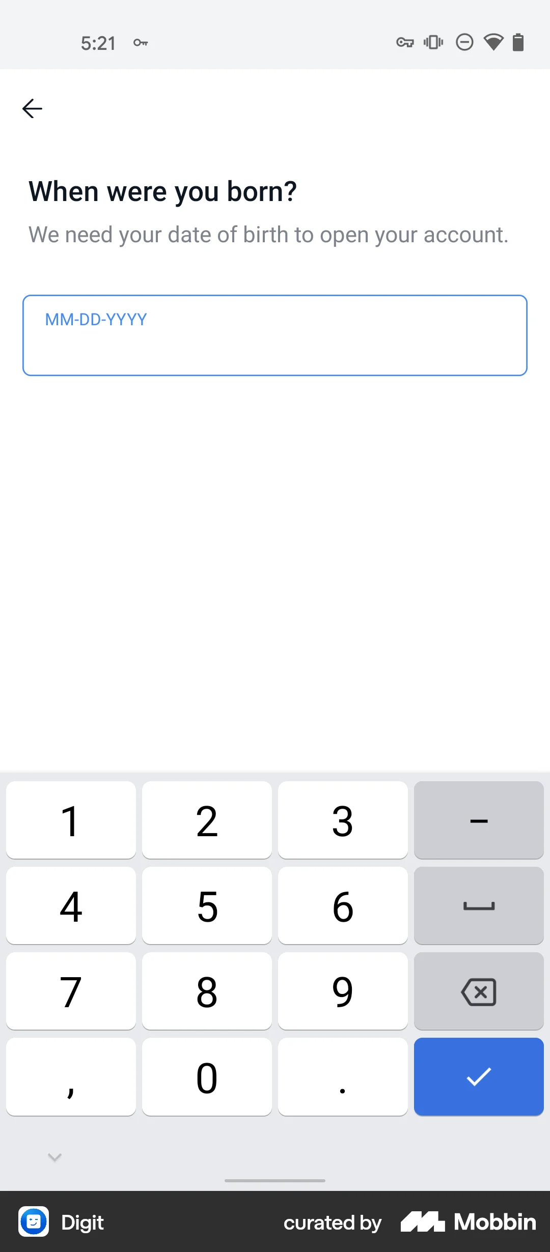 Android Date Entry Digit Android Birthdate Entry | Mobbin