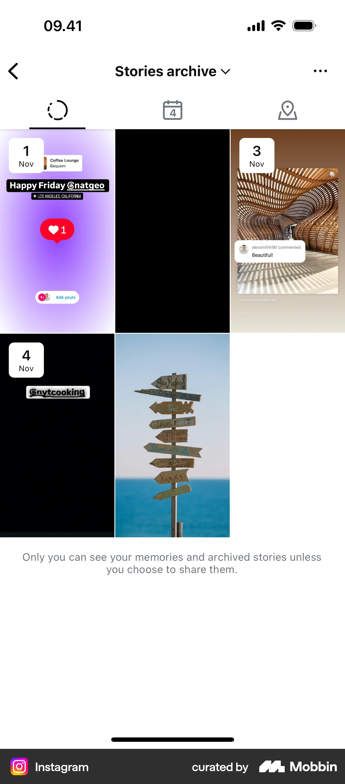 Instagram iOS Trash & Archive screen