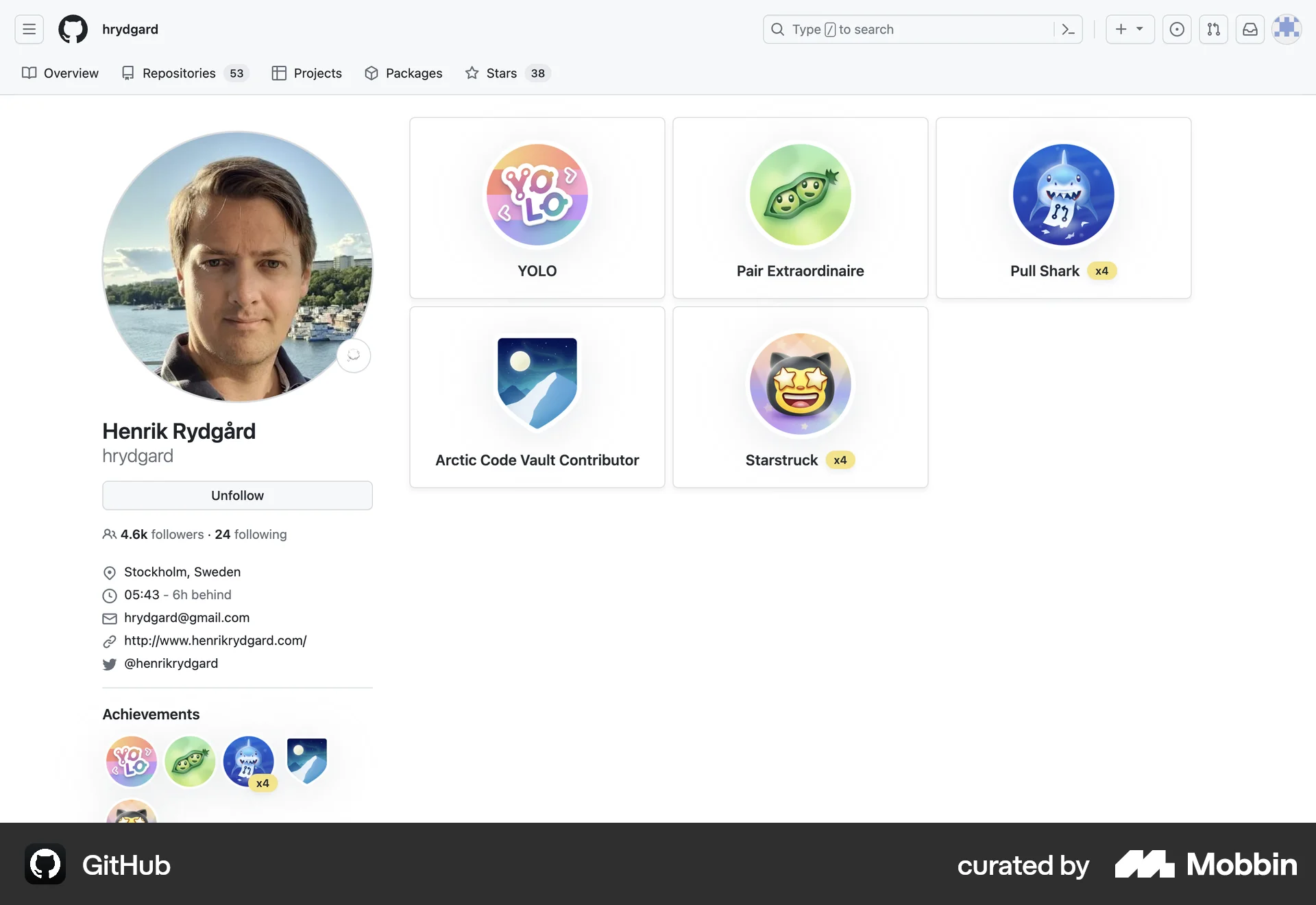 GitHub Web Achievements & Awards screen