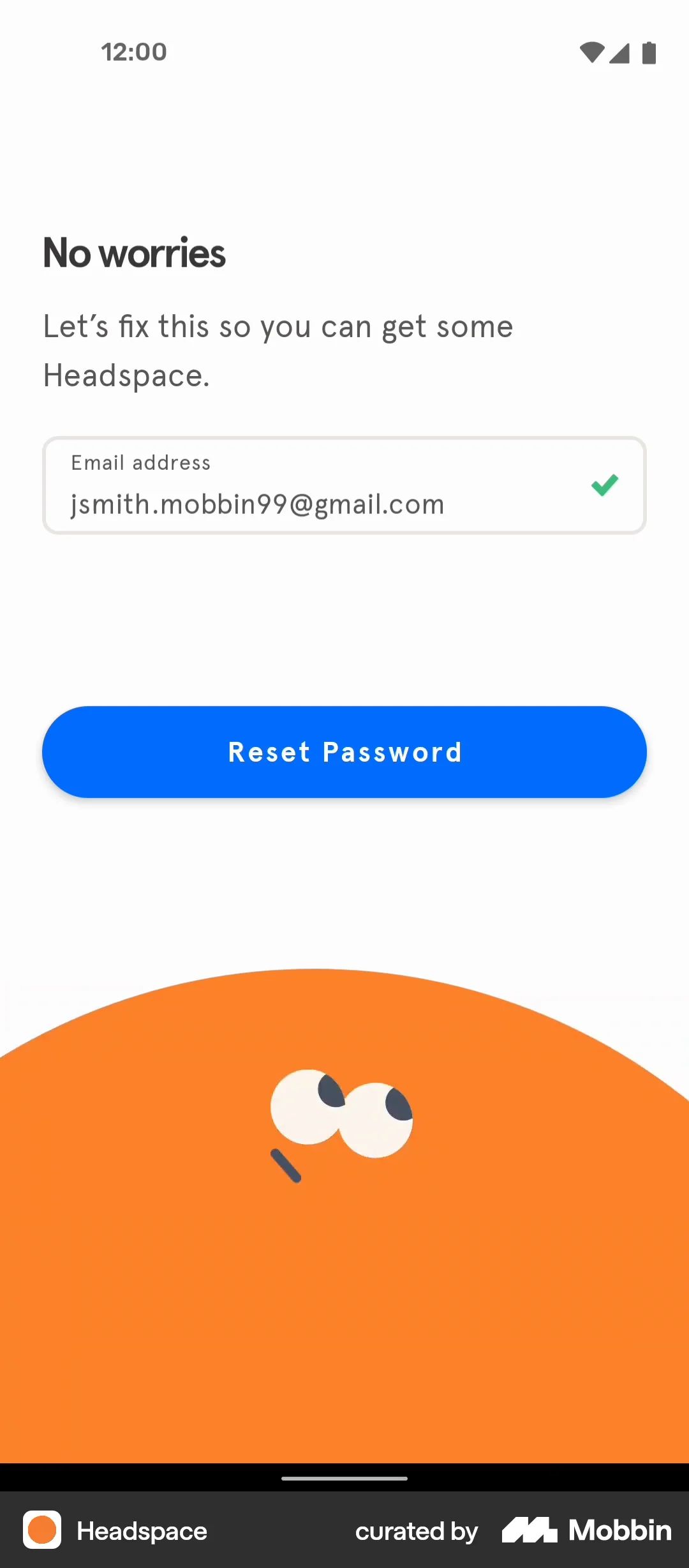 Headspace Android Forgot Password screen