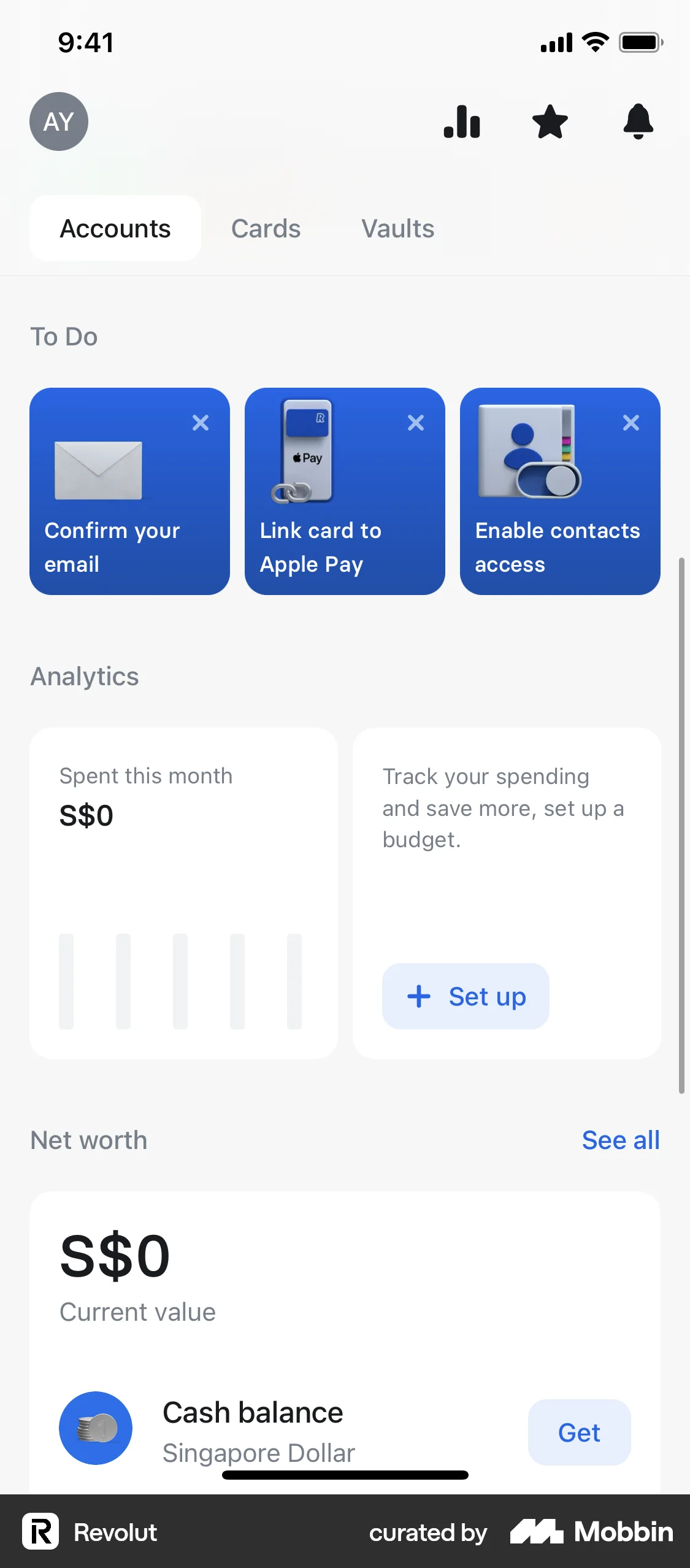 Revolut iOS Bank App Design screen