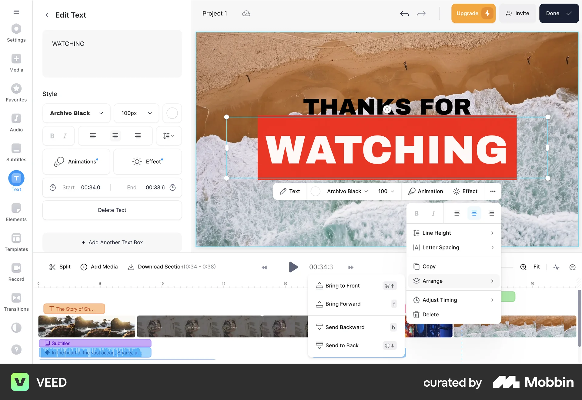 VEED Web Reorder screen