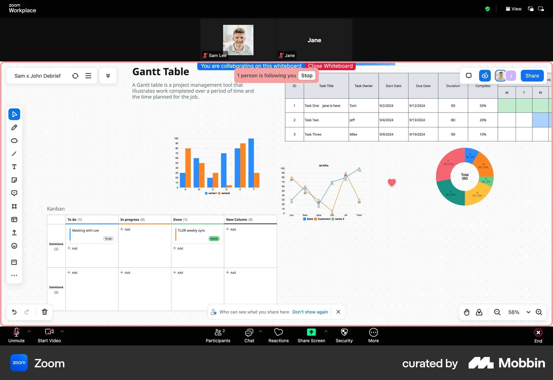 Zoom Web Kanban Board screen