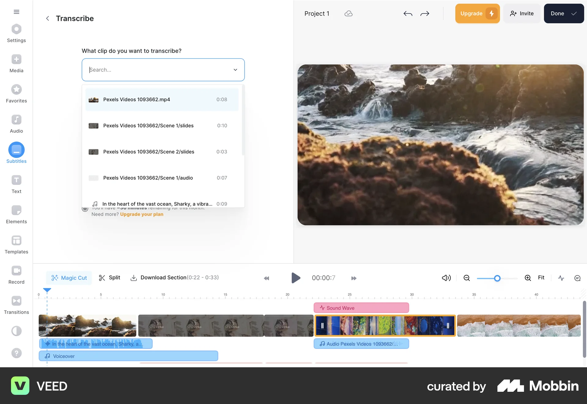 VEED Web screen containing Combobox UI element