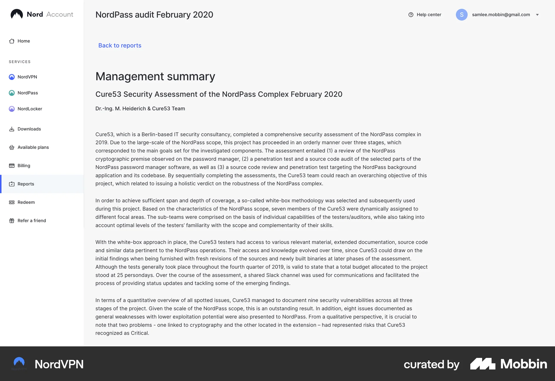 NordVPN Web Article Detail screen