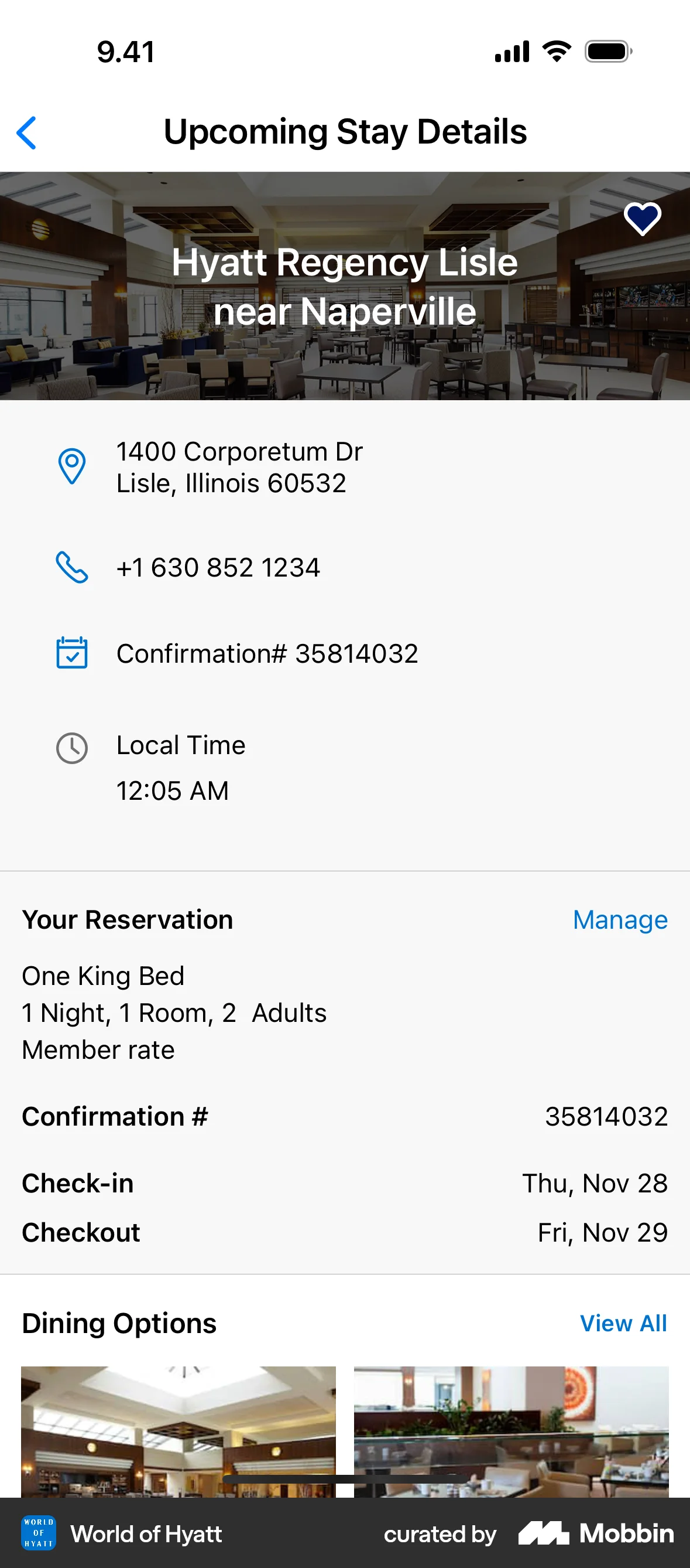 World of Hyatt iOS Order Detail screen