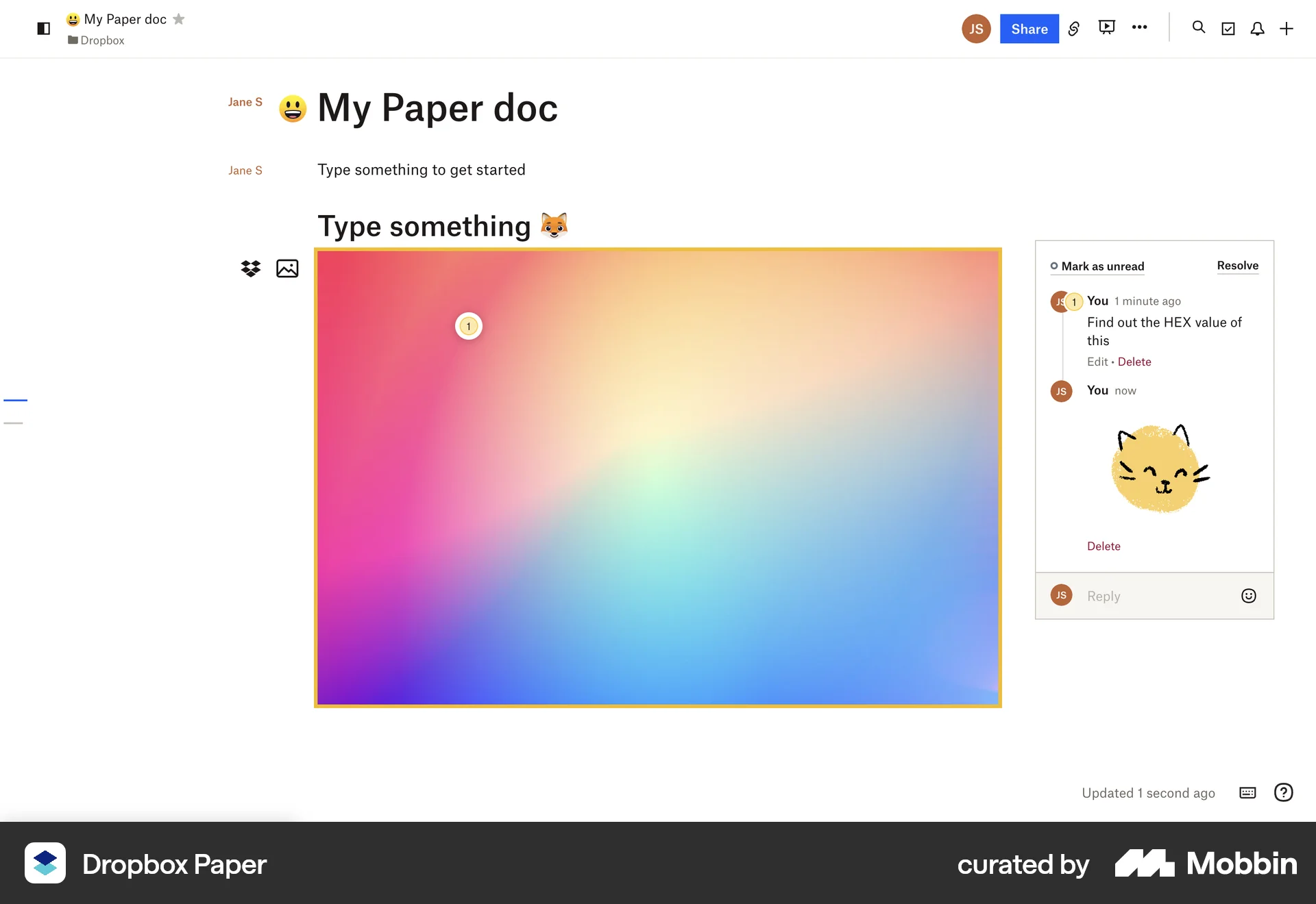 Dropbox Paper screen