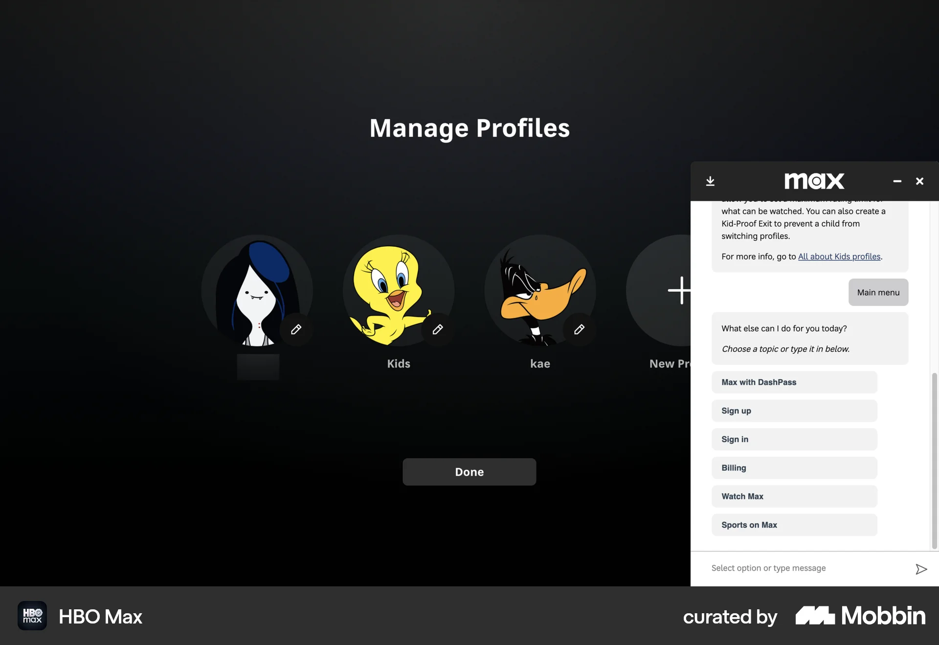 HBO Max Web Suggestions & Similar Items screen