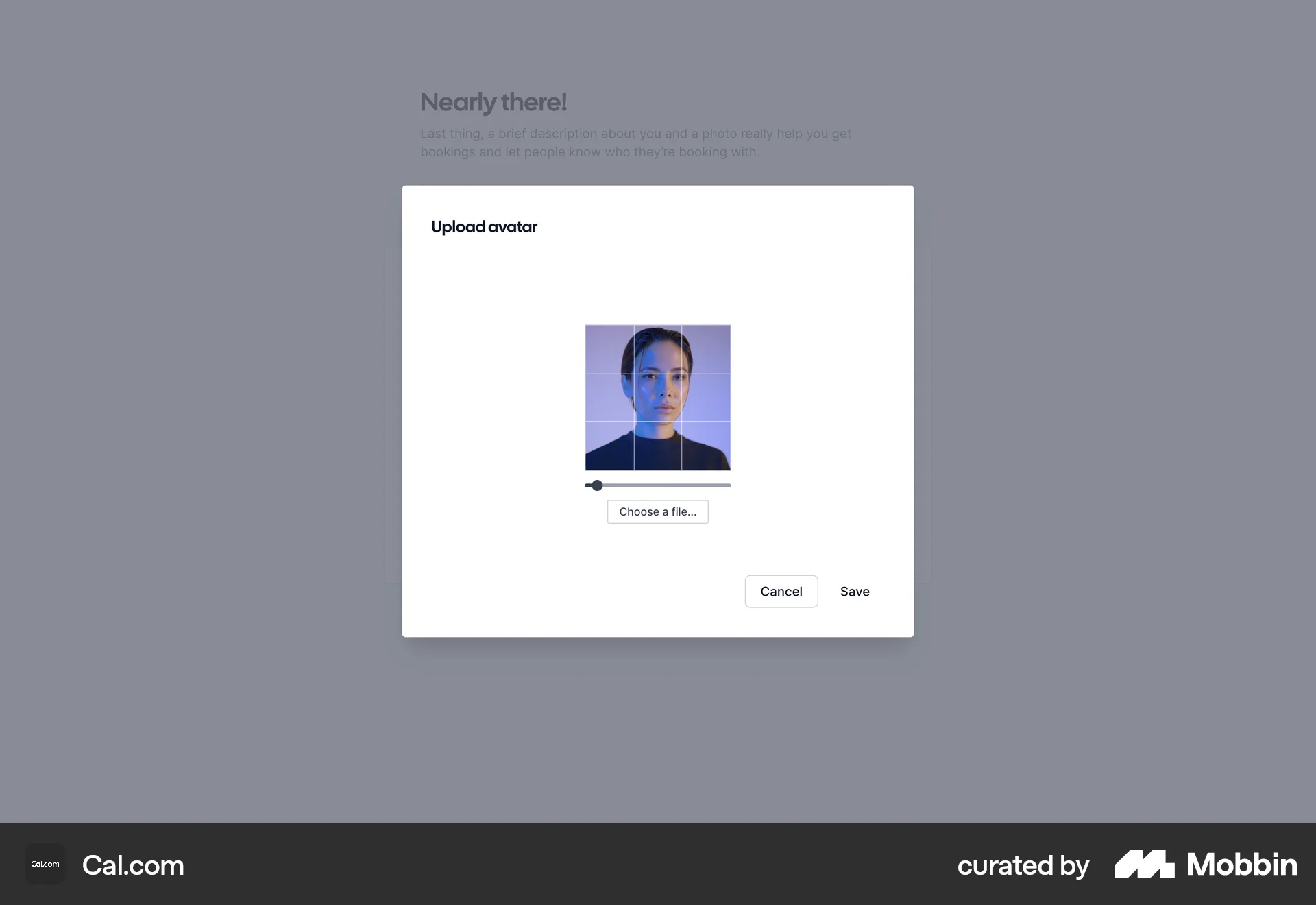 Cal.com Web Media Editor screen