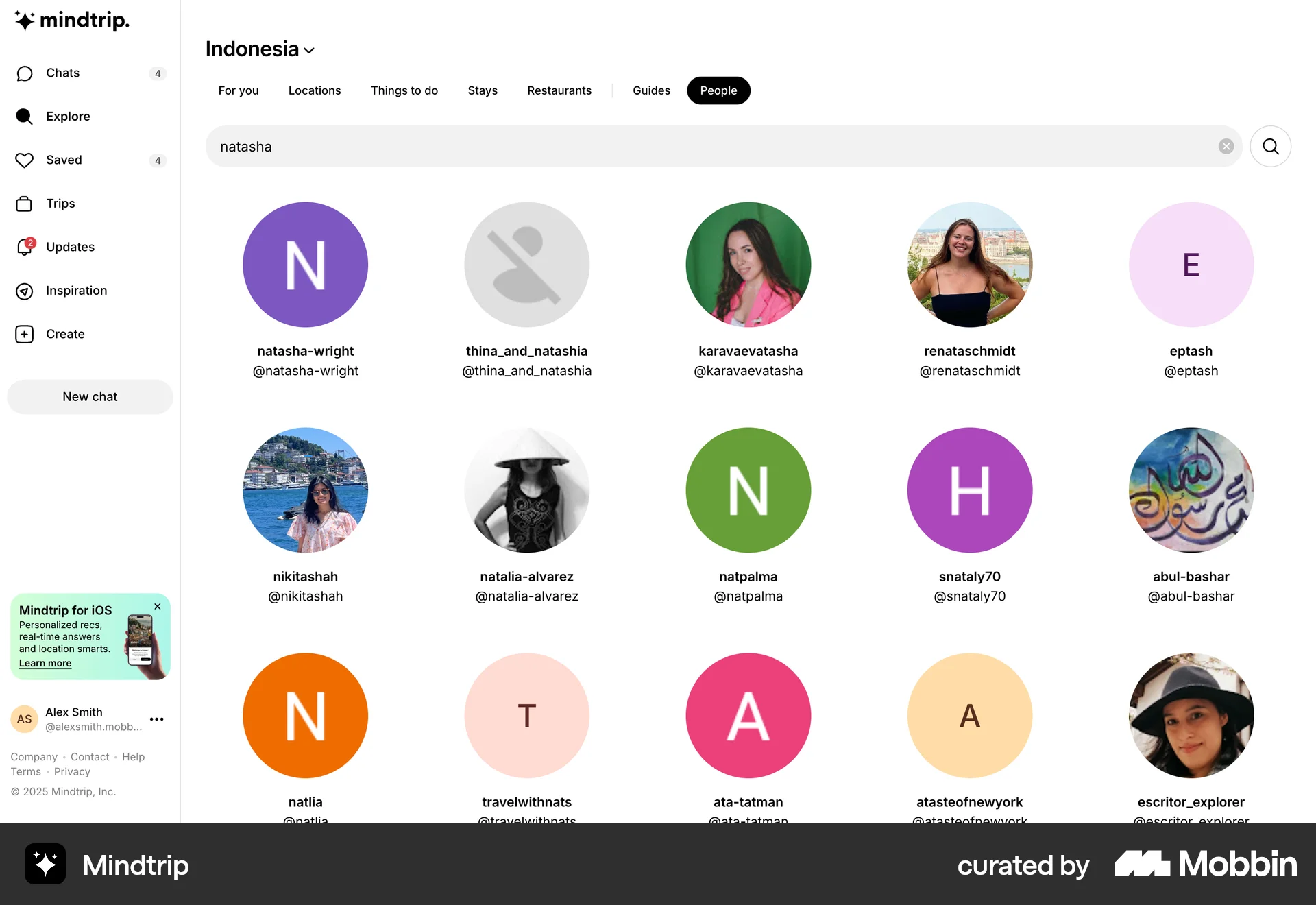 Mindtrip Web Search screen