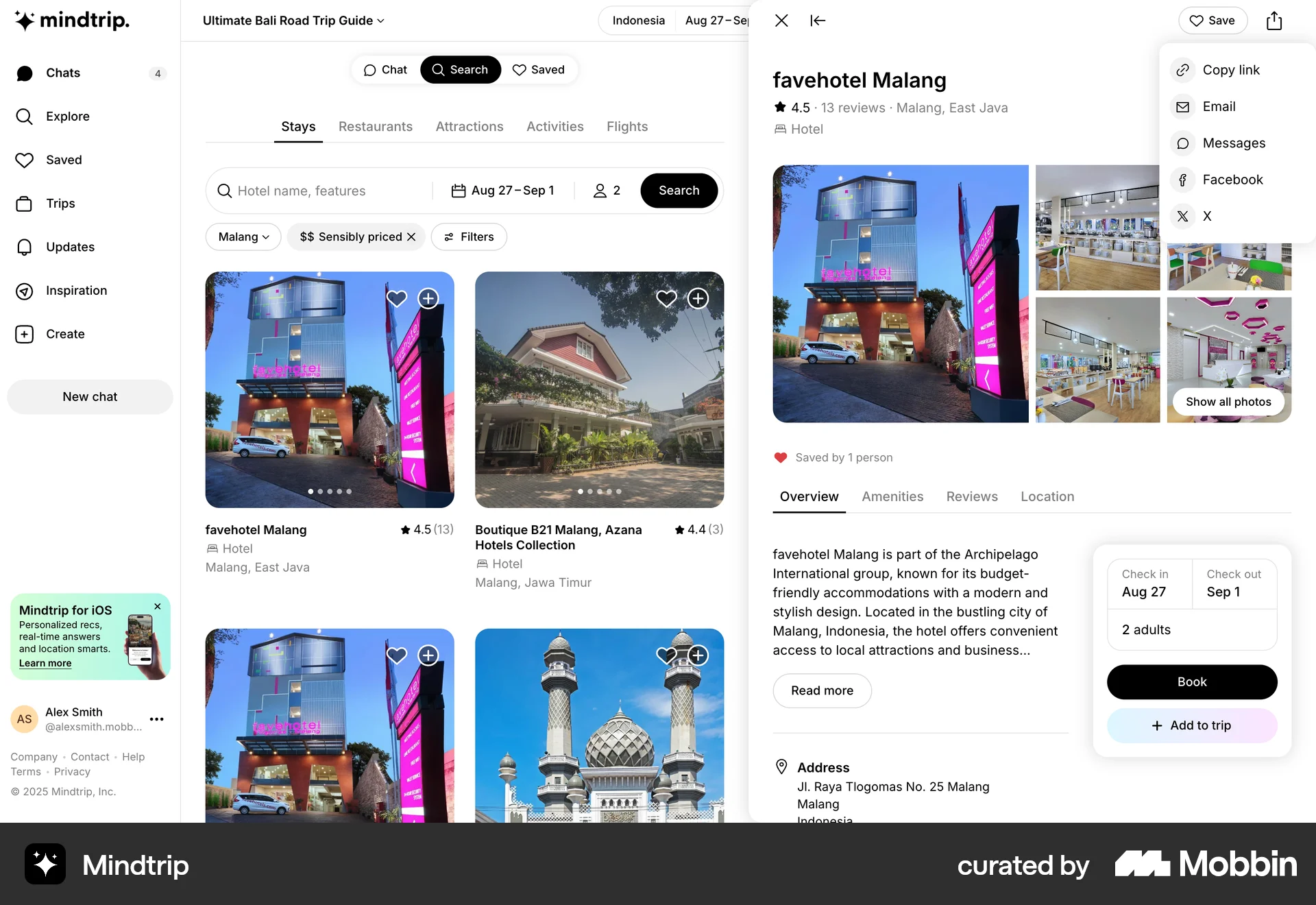 Mindtrip Web Share screen
