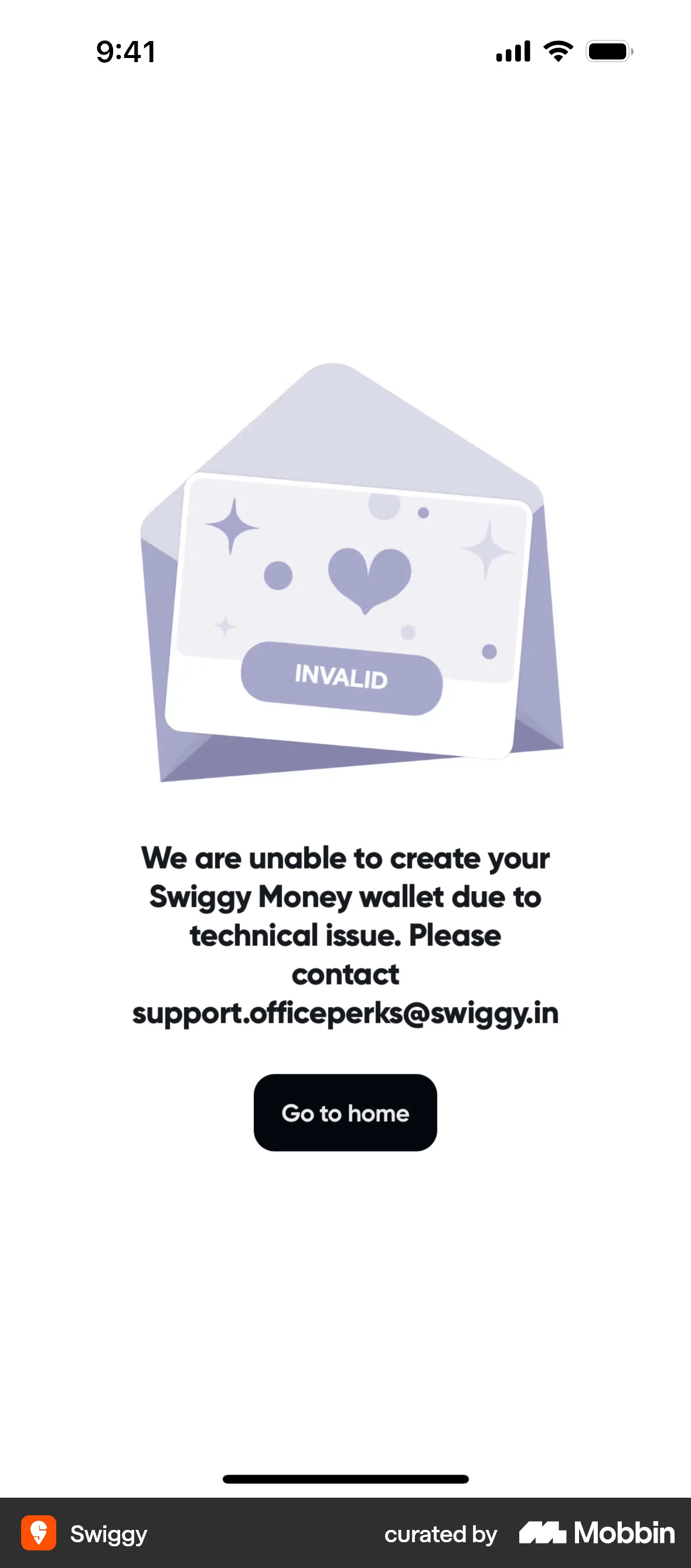 Swiggy iOS Error screen