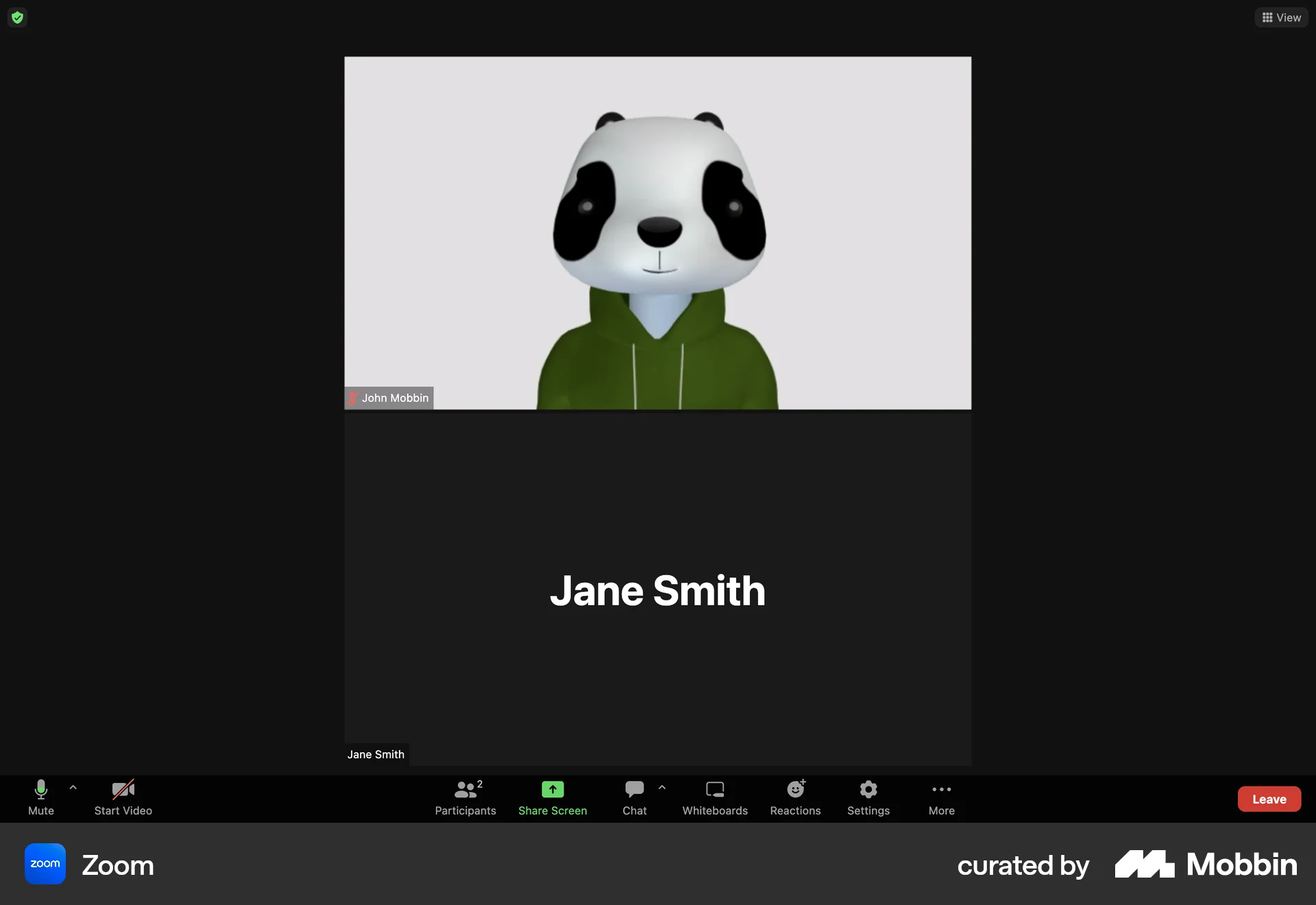 Zoom Web Call screen