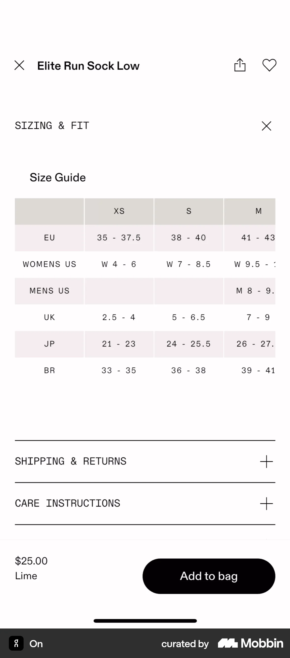 On iOS Product Detail screen