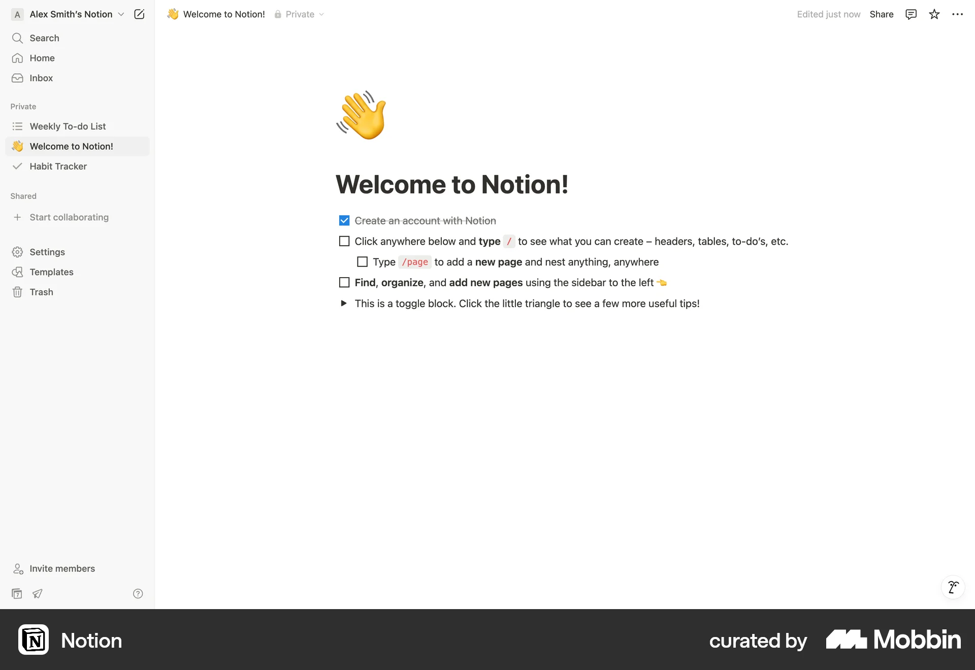 Notion Web screen