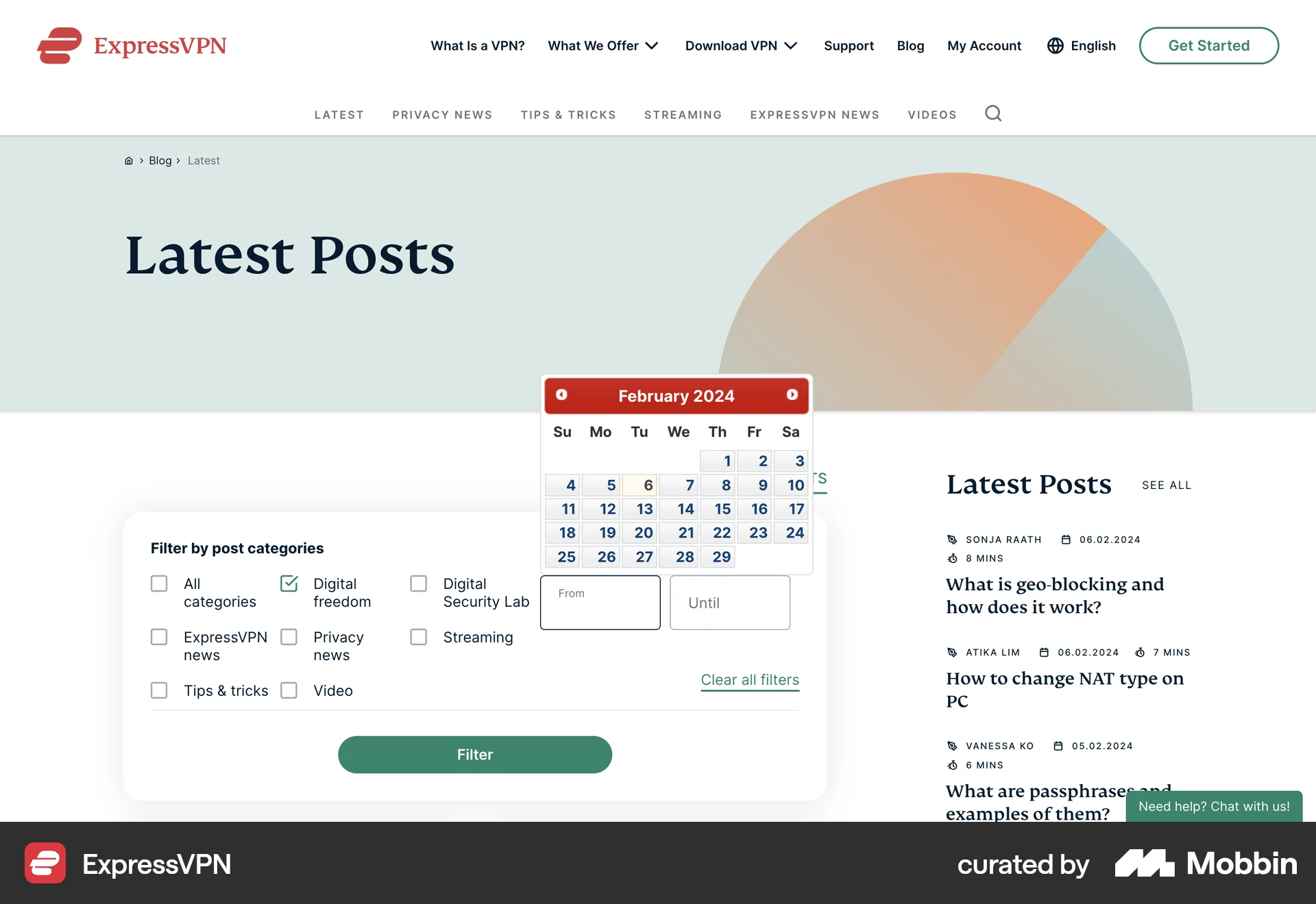 ExpressVPN Web screen containing Checkbox UI element