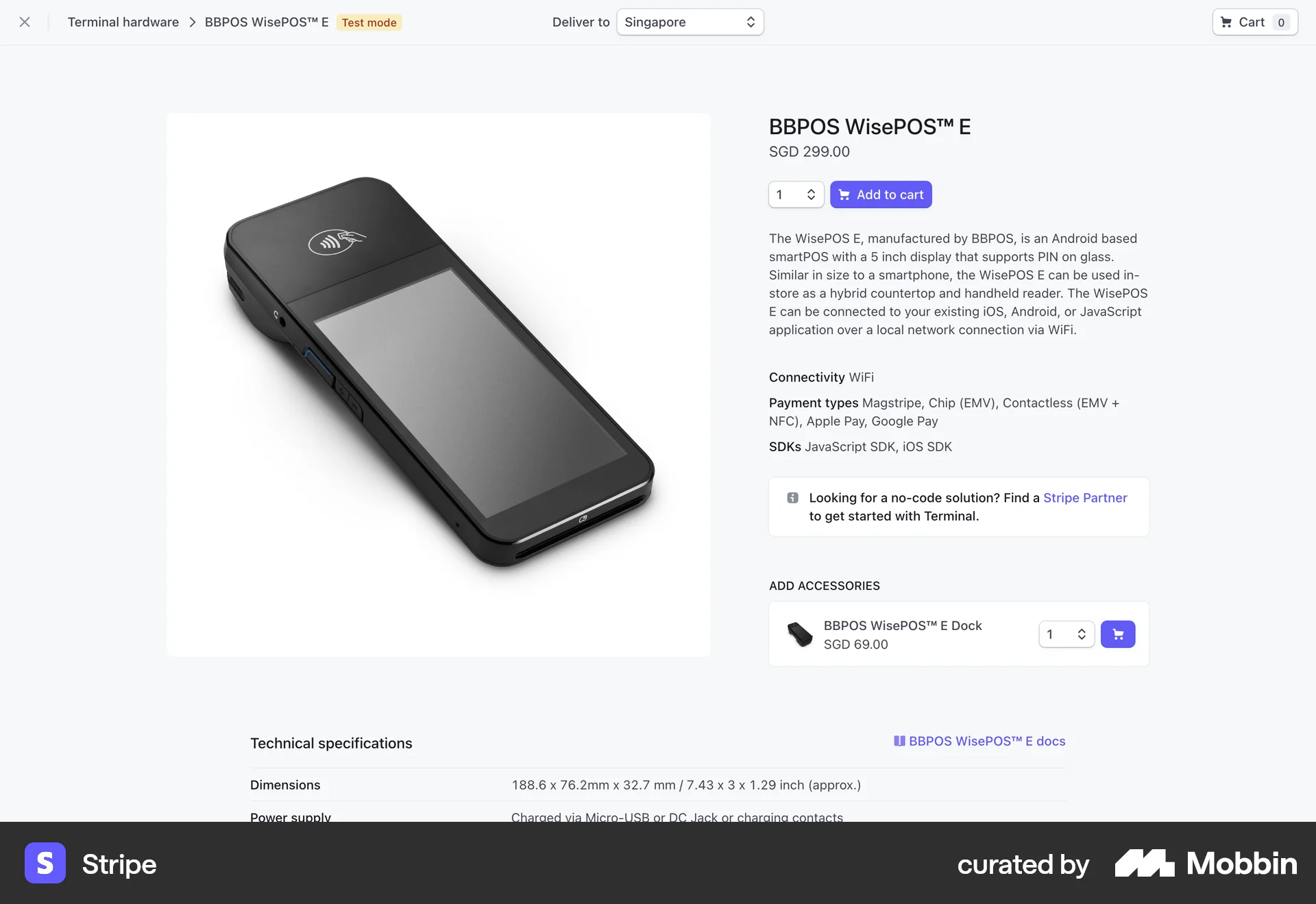 Stripe Web Product Detail screen