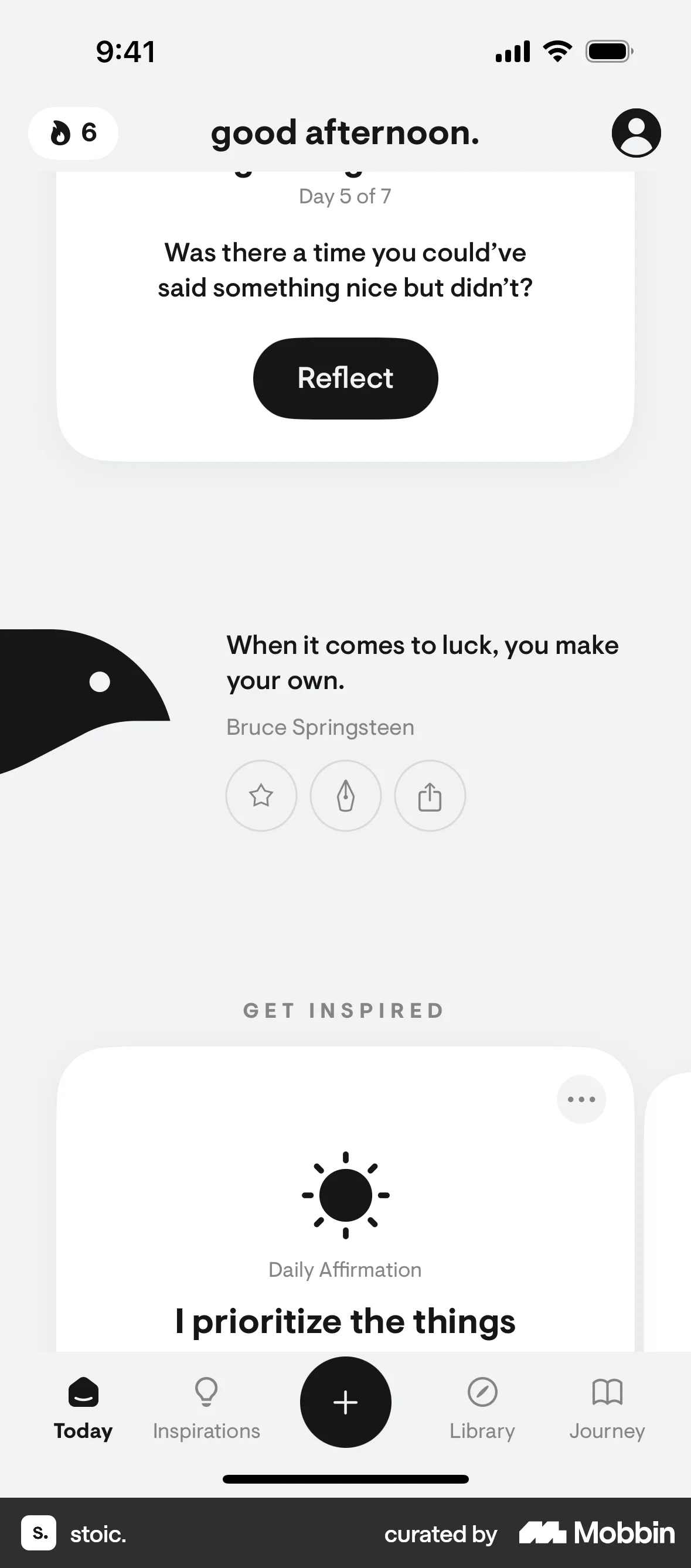 stoic. iOS screen containing Toolbar UI element
