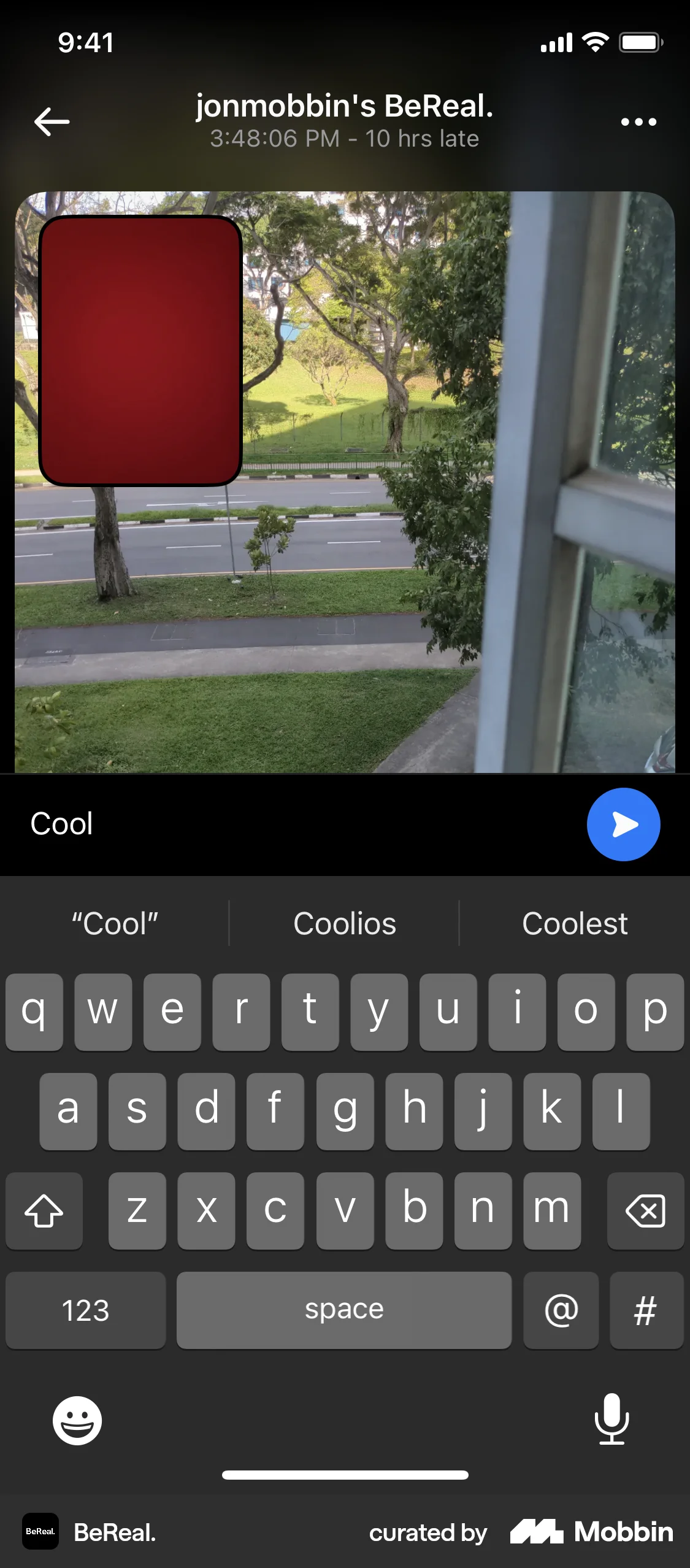 BeReal. iOS Comments screen
